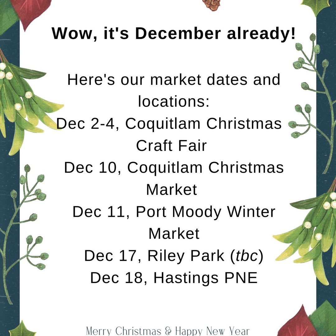 Well yesterday’s snowfall here in the Lower Mainland was quite the launch into winter weather! The snow is beautiful… on the mountains, but such a challenge for drivers on the road.
Last Sunday’s market at Hastings PNE was gorgeously clear and sunny, but quite cold and windy, so thanks to all our lovely customers who came out to #supportlocal.
This weekend, however, we are indoors @coquitlamcrafts for the Coquitlam Christmas Craft Fair. Hooray for warm toes and fingers!!!! Please come join us Friday December 2nd (4 to 9), Saturday (10 to 6) and Sunday (10 to 4) at the Poirier Forum, 618 Poirier Street. We're in Booth 98.
Next weekend we are @coquitlammarket Christmas Market, also indoors, all day Saturday Dec 10th from 9 to 4, at the Poirier Sports and Leisure Centre.
On Sunday Dec 11th we’re back outside @portmoodymarket for the Winter Market from 10:00 to 2:00. Saturday Dec 15th we’re on standby for Riley Park (10 to 2).
And Sunday Dec 18th we’ll be back at Hastings once again for our last market of the year, also running from 10 to 2. Toe warmers likely required!
We have put together some delicious trios for entertaining at home, to give as hostess gifts or as stocking stuffers. Here are a couple of examples:
1. For the cheese board: apricot habanero jelly (delicious on baked Brie), red pomelo marmalade (pairs beautifully with cheddar), concord grape jelly (yummy on goat cheese);
2. For the charcuterie board: lemon rosemary jelly (pairs with white meats like pork or chicken), chimichurri (great as a spread or mixed with humus), cranberry orange jelly (plays well with prosciutto or bresaola).
Or come on out and assemble your personal favourite trio, including for vegan or dairy-free pairings. Seasonal favourites now include lemon elderflower marmalade, lime jalapeno marmalade, quince jelly, membrillo, harissa, hot bell pepper jelly, and more.
Keep warm and dry, and see you this weekend!
#supportlocal
#vanmarkets
#coquitlammarket
#BCfarmersmarkets
#yougottabehere
#farmtotable