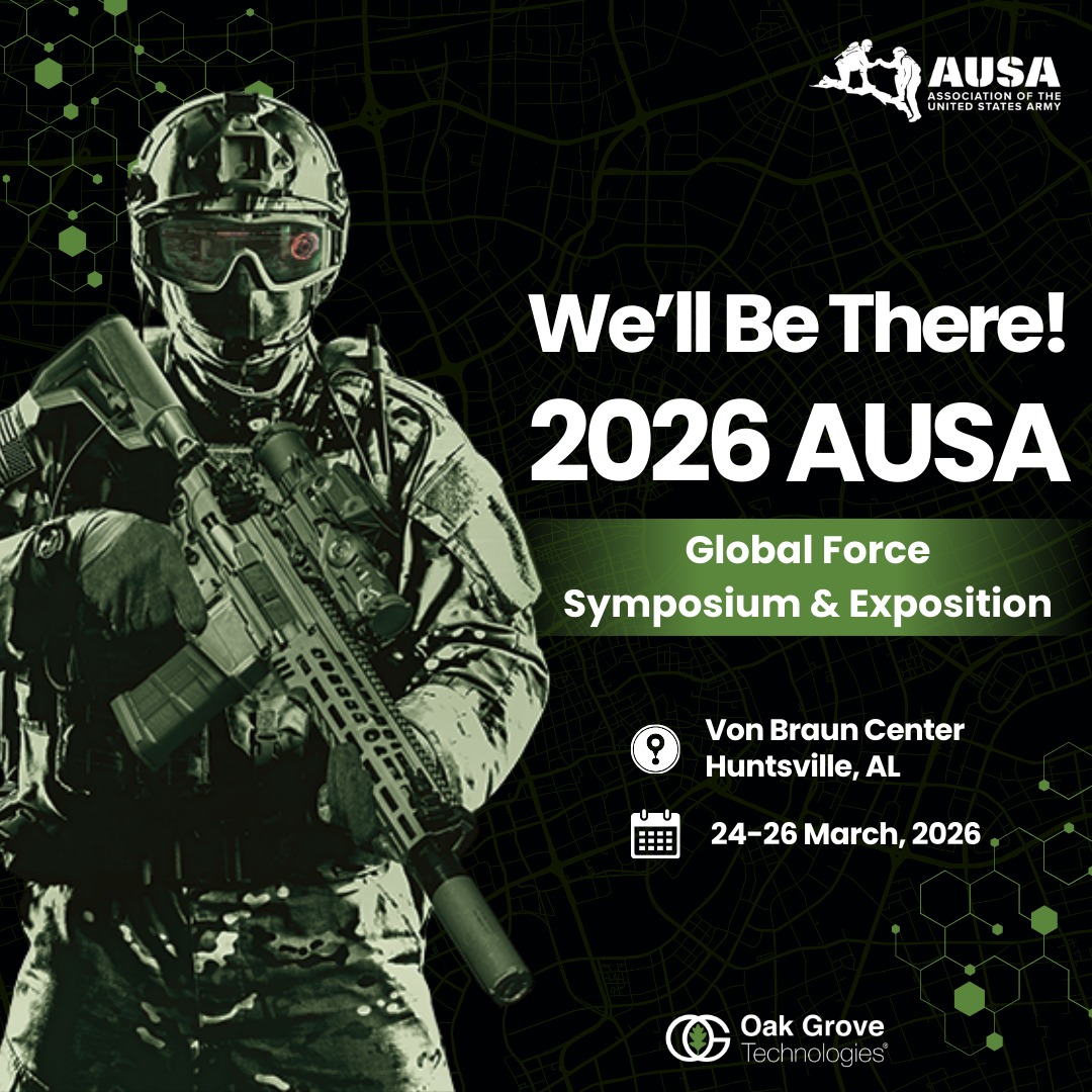 We're looking forward to seeing everyone next week at the 2026 @ausaorg Global Force Symposium and Exposition!
A few of our representatives will be attending this year's event in Huntsville, AL from March 24-26. If you'd like to connect and learn more about our full suite of All Domain Operations Training solutions, reach out to schedule a meeting!
#OakGroveTechnologies #OurServiceContinues #AUSA2026 #GlobalForce #AllDomainOperations #DefenseTechnology