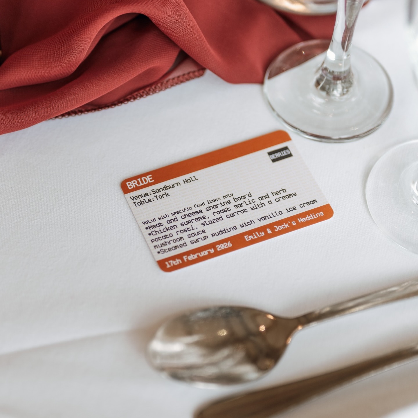 🤍TRAIN TICKET🤍
It is always a pleasure to work with couples on their wedding stationery.
When I met Emily and Jack they shared a vision for their on the day stationery which featured a running theme of trains with burnt orange and burgundy colour palette.
This was a challenge I was delighted to accept. I am particularly fond of couples incorporating their personalities and hobbies into their wedding.
I created a variety of items for their wedding but this post is dedicated to the train ticket name cards.
Each guest had their name, table, menu and dietary requirements included within the train ticket.
A memory for all guests to keep.
.
.
Photographer - @marydaviesweddingphotography
Venue - @sandburnhallweddings @sandburnhall
.
.
@emilybaker3 @jackbowley95
.
.
#wedding #2026wedding #trainwedding #weddinginspiration #namecards