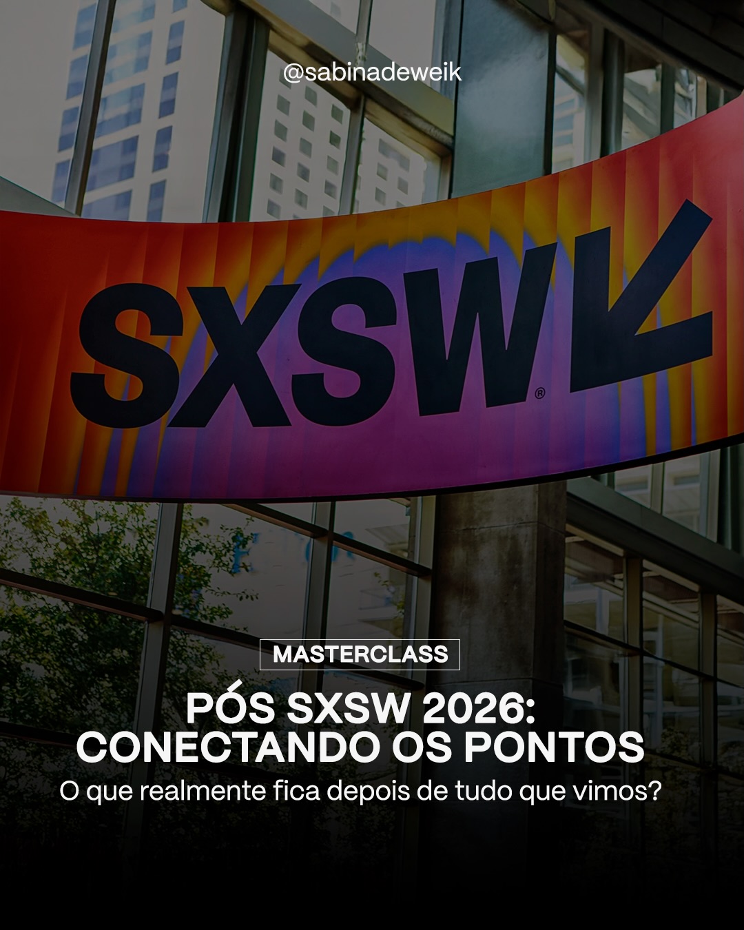 💡 O SXSW 2026 não foi apenas sobre inovação, foi sobre o desconforto de perceber que estamos avançando mais rápido do que conseguimos compreender.
Entre tecnologia, cultura e comportamento, o que emergiu foi um cenário de convergências em que tudo se mistura e onde o verdadeiro risco não é apenas perder espaço, mas perder profundidade, vínculo e sentido.
A Masterclass Pós SXSW 2026: Conectando os pontos nasce como forma de traduzir esse excesso com clareza, conectando os pontos que realmente importam para quem quer navegar o presente com mais consciência e direção.
📆 16/04 - 19:30 - Online
Garanta sua vaga pelo link do Sympla que está na minha bio e venha fazer parte desta leitura do que já está moldando nosso futuro. Te espero lá!
#SabinaDeweik #SXSW #masterclass