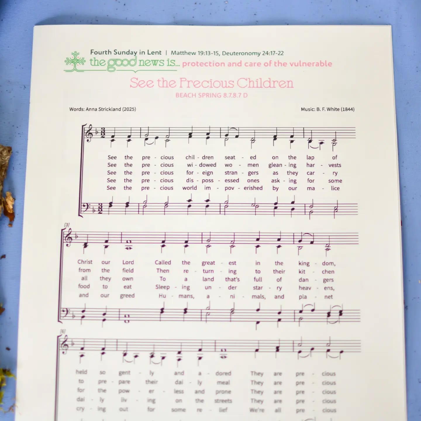 See the precious foreign strangers
as they carry all they own
To a land that’s full of dangers
for the powerless and prone
They are precious in the sight of
God who made their homeland, too
In their journey they’re held by love
as they start each day anew
—from the hymn “See the Precious Children” by Rev. Anna Strickland | @sanctifiedart