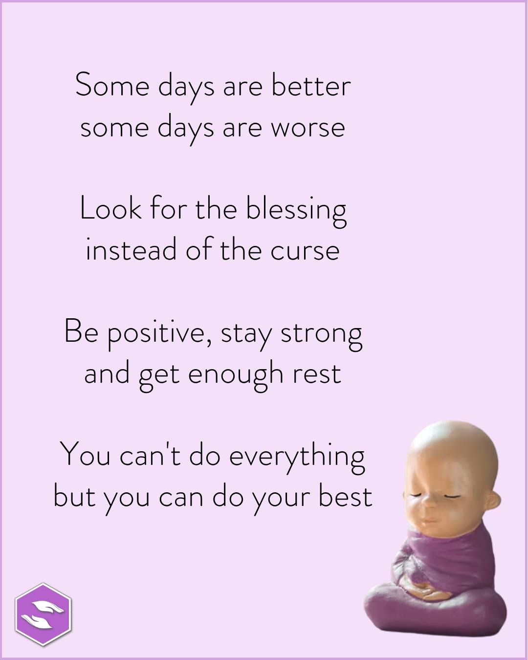 Een mooi gedichtje dat ik vanmorgen tegenkwam:
Some days are better
some days are worse
Look for the blessing
instead of the curse
Be positive, stay strong
and get enough rest
You can't do everything
but you can do your best
Fijn weekend!
#reikitherapie #energetischecoaching #persoonlijkeontwikkeling #vitaliteit #bewustleven #zelfzorg #holistisch #energetischwerk #alternatievetherapie #innerlijkegroei