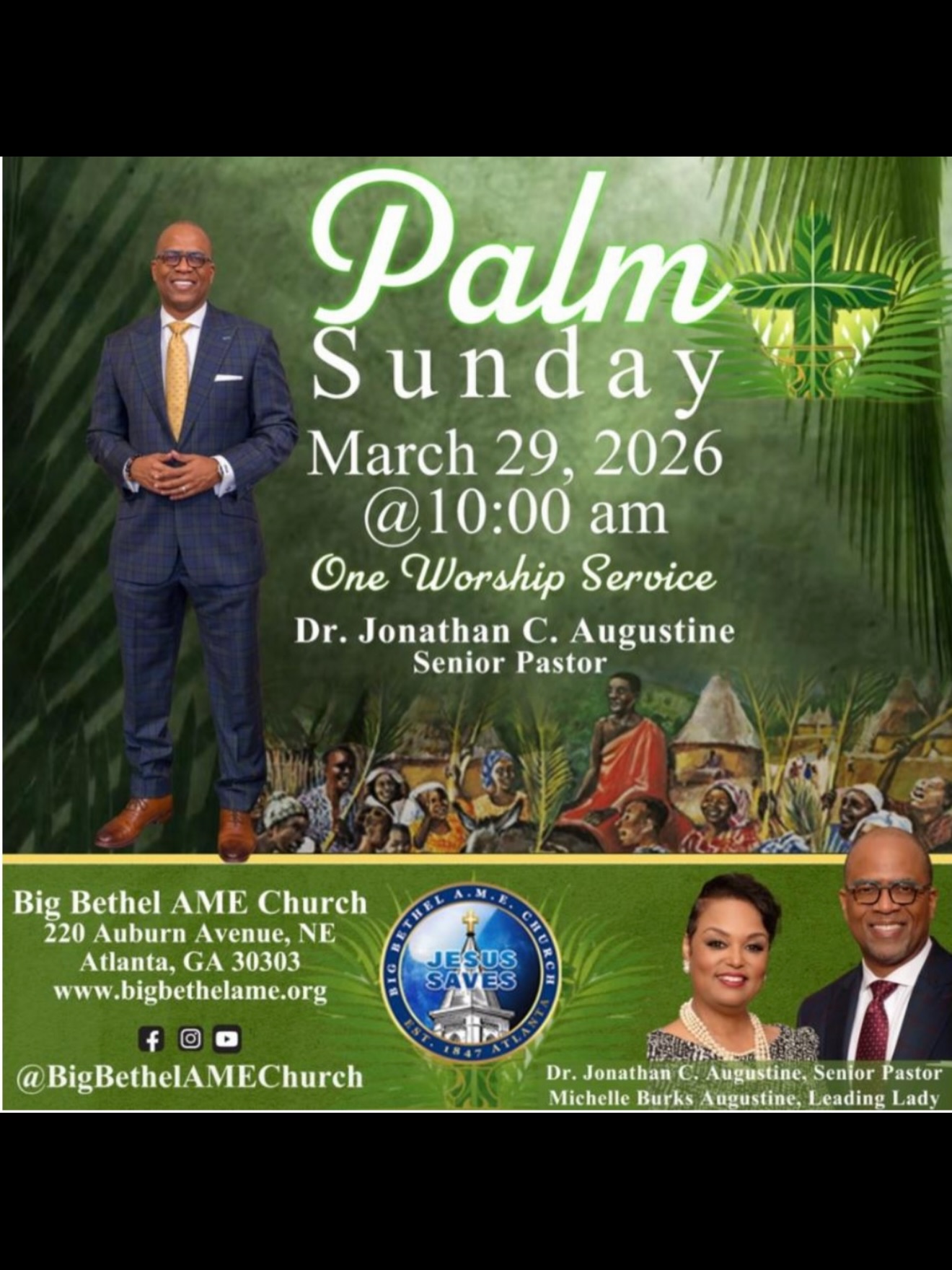 We’re coming together for ONE powerful worship experience at our 10:00AM Palm Sunday Service, as we honor the triumphant entry of Jesus and prepare our hearts for Resurrection Sunday.
And the celebration doesn’t stop there…
Come back at 4:00PM for a soul-stirring Palm Sunday Concert featuring the incredible Clark Atlanta University Philharmonic Society 🎶
It’s going to be a full day of worship, praise, and powerful music… you don’t want to miss it!
#PalmSunday #HolyWeek #BigBethelAME #ATLChurch #JesusSaves