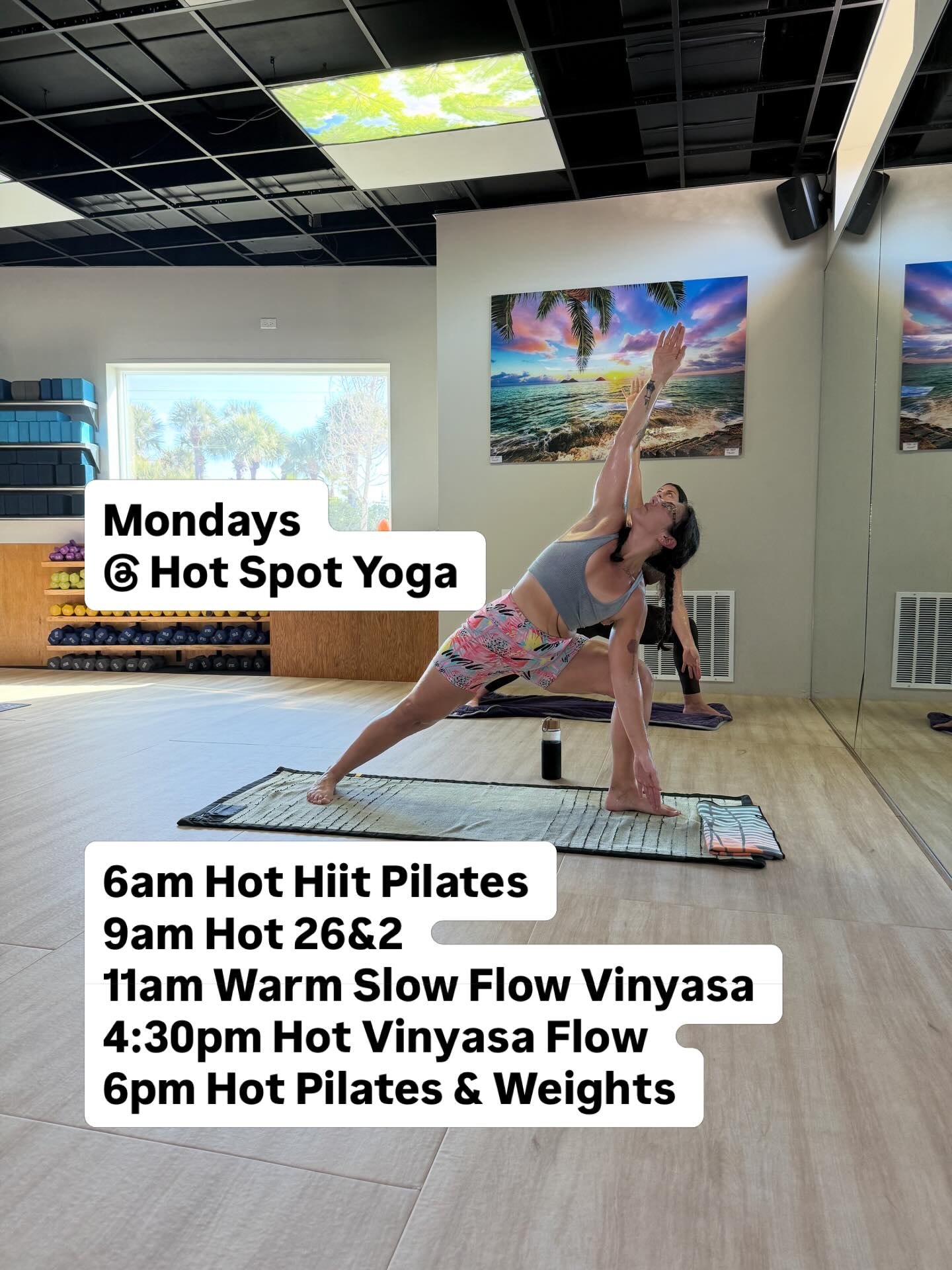 Mondays @ @hotspotyogasta
6am Hot Hiit Pilates
9am Hot 26&2
11am Warm Slow Flow Vinyasa
4:30pm Hot Vinyasa Flow
6pm Hot Pilates & Weights
#sta #wellness #sweat