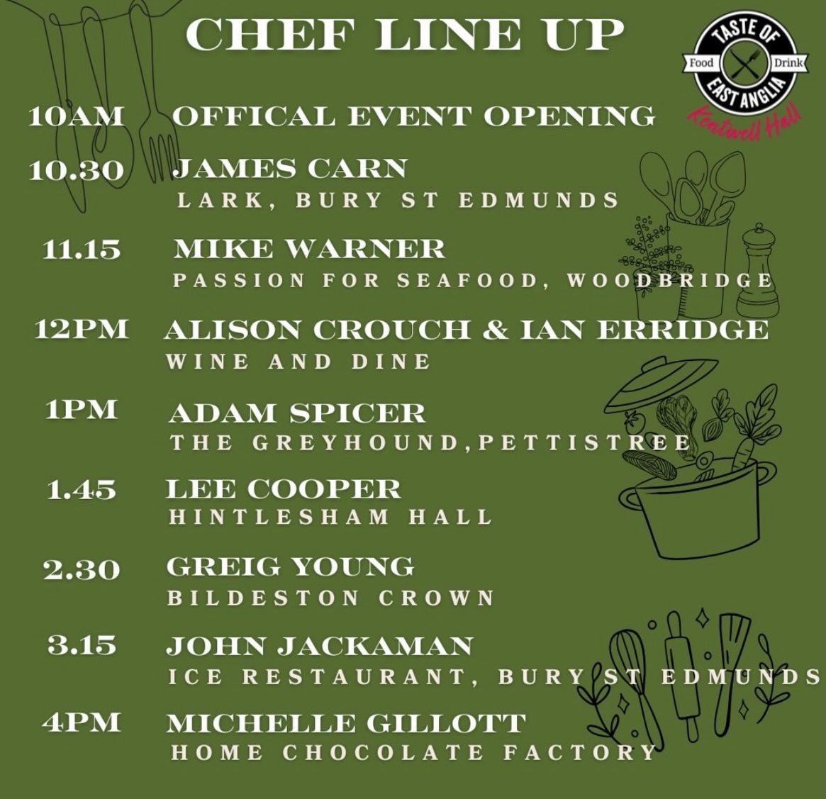 Super excited to announce that we are one of the title sponsors at this years @tasteofeastanglia Food and Drink Festival @kentwellhall on June 13. We will be on stage at Midday doing a live cookery demo - talking all great things vino and food - pairing wine - and having a swell time, with a great audience! To get your tickets visit the Taste of East Anglia website now! Link in bio. Let’s get the Summer on!