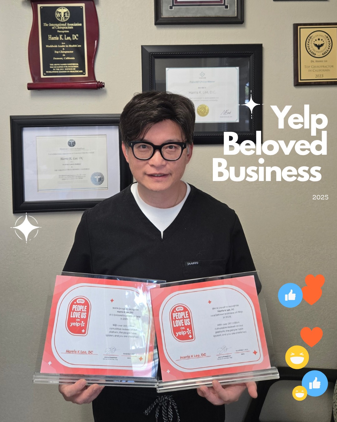 We’re so excited to share that we’ve been named a Yelp Beloved Business 2025! 🎉
A huge thank you to @yelp —and to every patient who took the time to leave us a review, refer a friend, or trust us with their health.
This recognition means so much to us because it comes from YOU. ❤️
For over 20+ years, Dr. Lee has been dedicated to helping our community heal, move better, and live pain-free—and we’re just getting started.
#Grateful #YelpAwards #BestChiropractor #Fremont#PatientFirst
