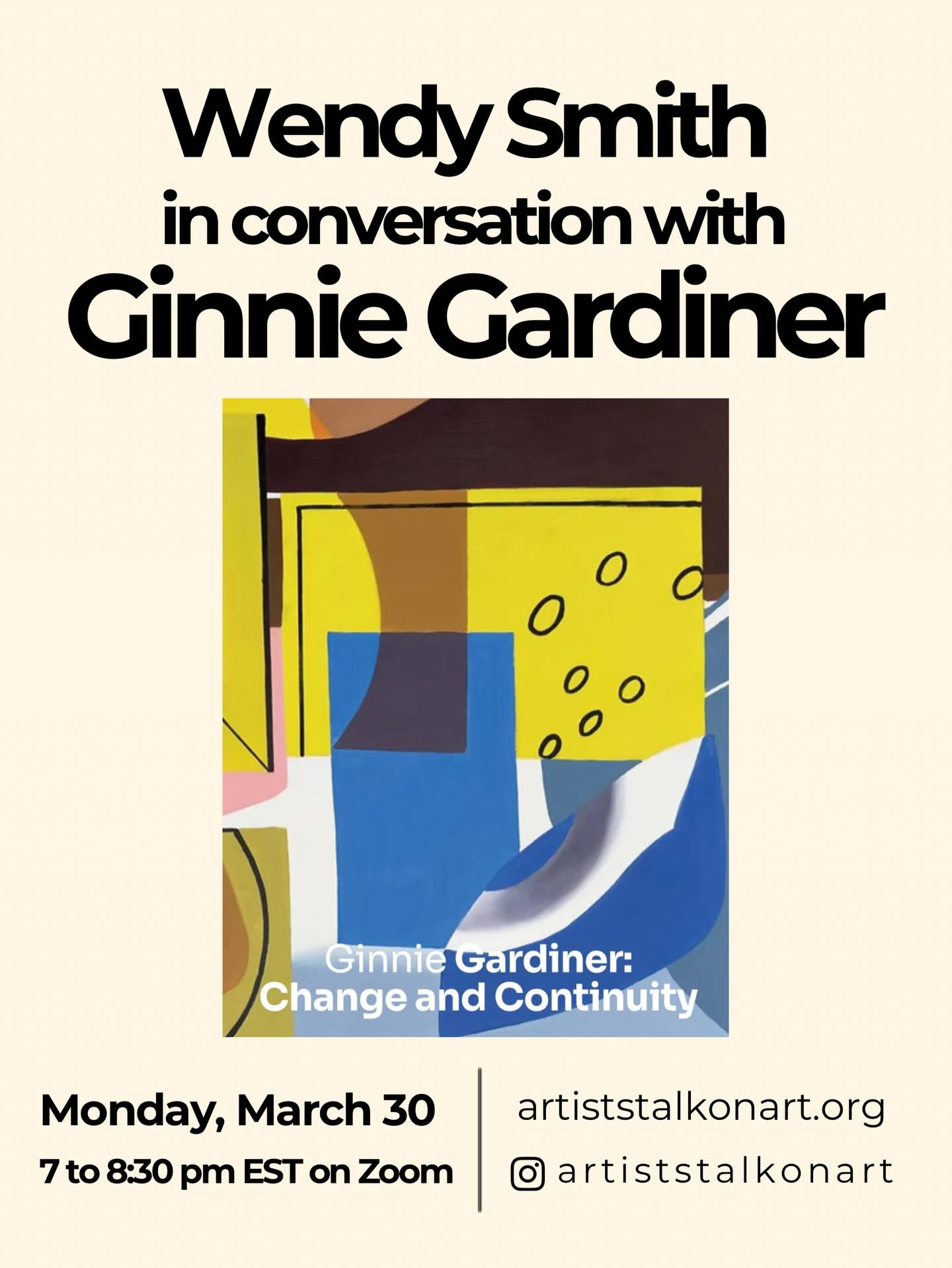 Join ATOA on Monday, March 30th at 7 pm EST on Zoom for a talk from Wendy Smith and Ginnie Gardiner to discuss Gardiner’s recently published book “Ginnie Gardiner: Change and Continuity,” which focuses on her series of artworks created from 2018 to present. The talk will also contains a chronology where they will discuss the earlier phases of Gardiner’s work. Participants viewing the presentation will be provided with a link to view the online catalog, as well.
Ginnie Gardiner has built a distinguished career spanning four decades, featuring numerous solo and group exhibitions. Gardiner graduated from Cornell University with a Bachelor of Fine Arts in 1974. From 1978 to 2005 she lived in New York City. In 2005 she moved upstate to the Village of Catskill.
Wendy Smith writes about literature and the arts for a variety of publications, including the Washington Post, the Boston Globe, and American Theatre magazine. She is a contributing editor at the American Scholar, which has published more than a dozen of her essays. She is a member of the board of trustees of the Red Bull Theater in New York City. She is the author of “Real Life Drama: The Group Theatre and America, 1931-1940.”
Visit our website in bio to find the link and register.