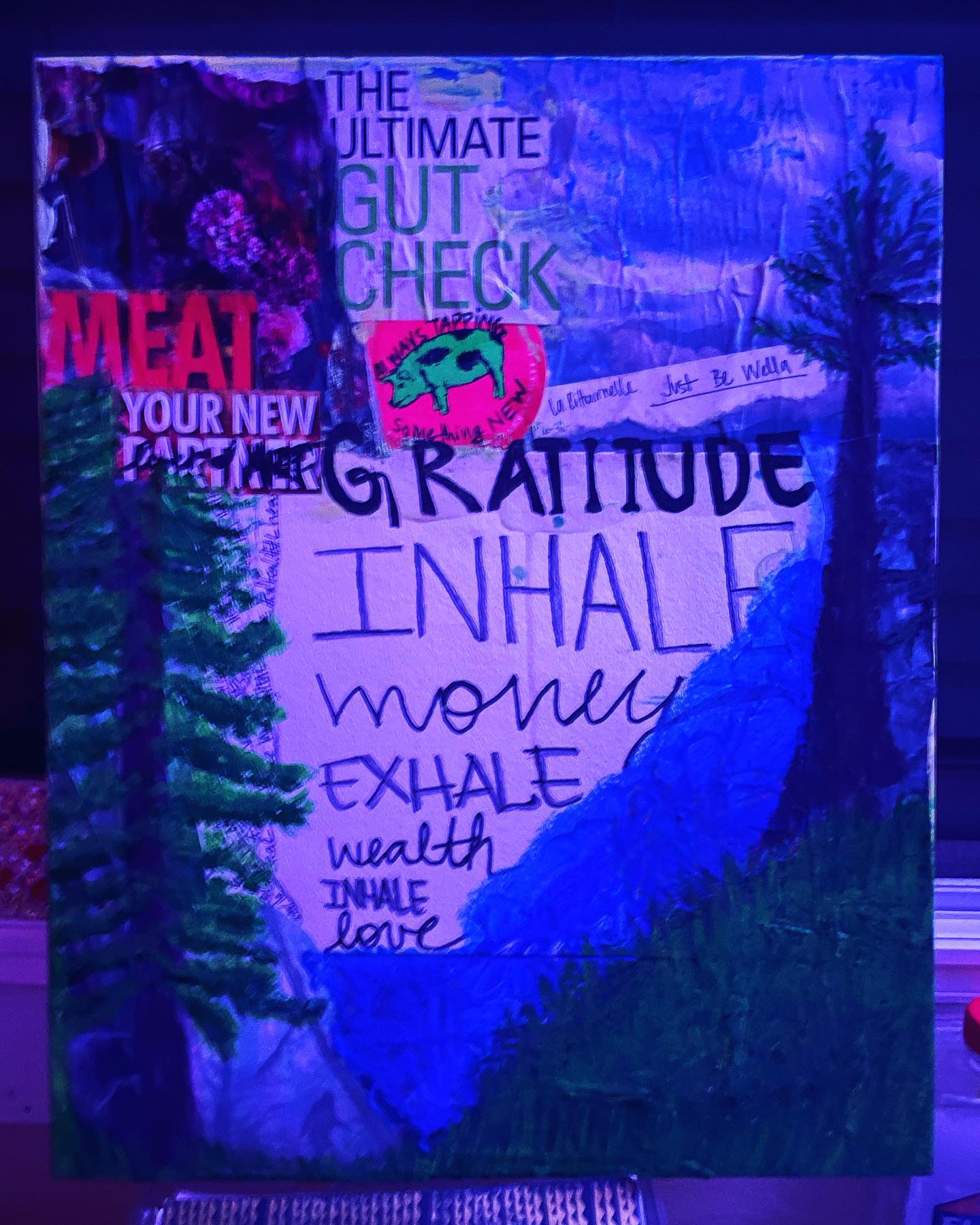 Loaded Poem and ART from the HEART 💜
Sit still. Take 3 deep breaths.
The Mantra goes:
“Exhale Gratitude
Inhale Money
Exhale
Wealth
Inhale
Love.”
Repeat that 3x a DAY for 7 days and just witness your most profound wishes materialize. It ain’t easy, I myself don’t complete them and yet I go back to it every time.
Write your own story. #wifowaf #manumental #musingsongrief #growth #grief #alchemy #art #create #paint #try #whynot