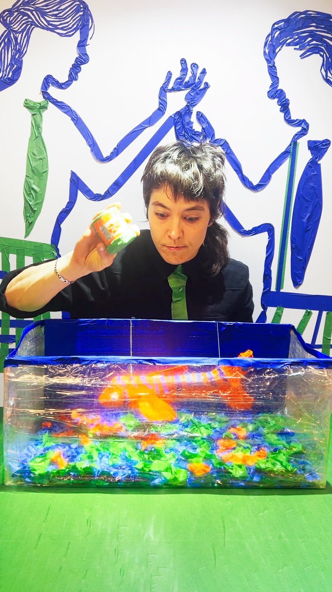 We are humming along at Tape Art Mega Corp, an office-inspired interactive art exhibit at the Brattleboro Museum and Art Center. The tape artworks being made at the office are truly delightful and are getting us in the office spirit. Come play in this corporate playground with us.
#tapeart #interactiveart #makeart #makerspace #funny