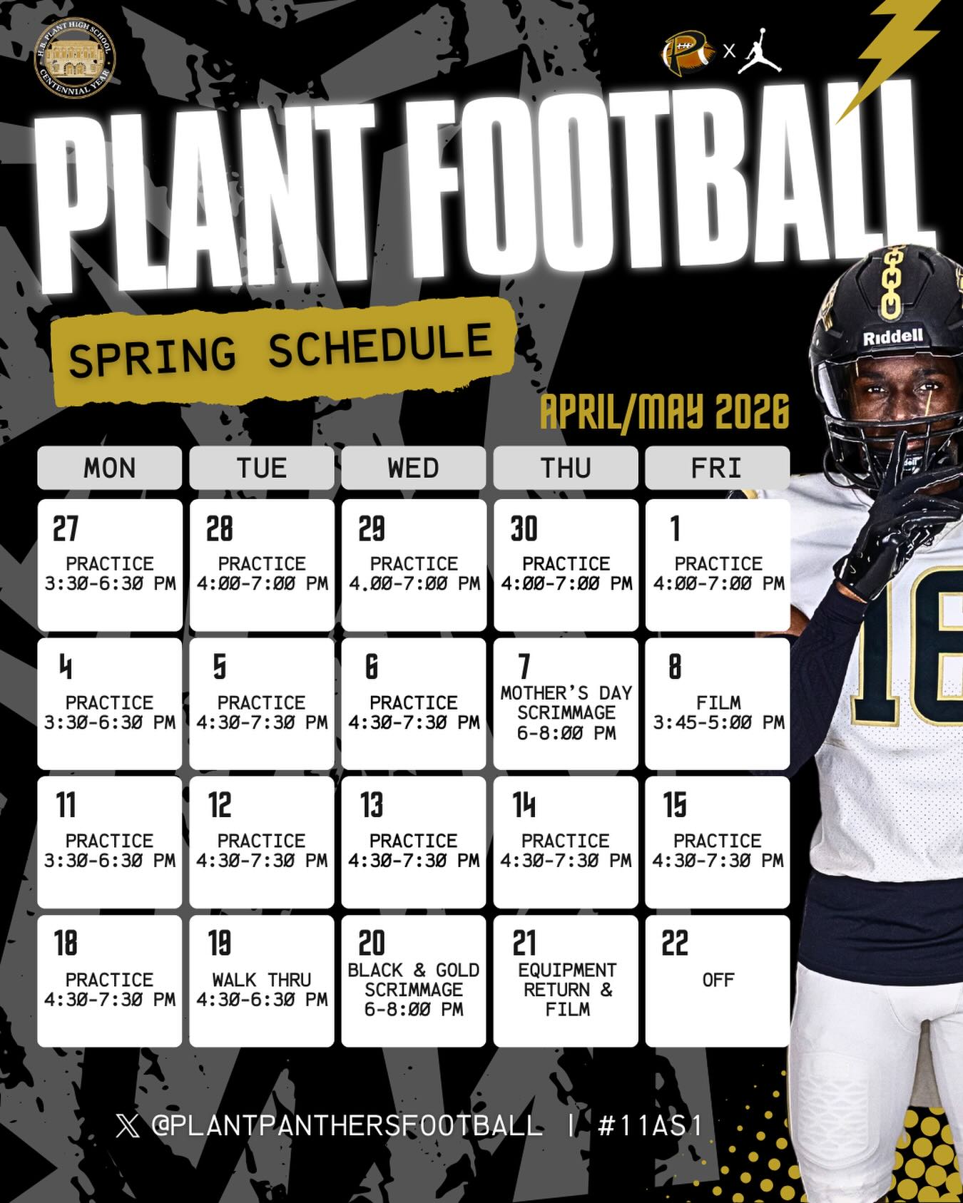 Spring ball begins in 1️⃣ month. College coaches make your plans to visit Tampa Bay and make Plant Football your first stop!
#11as1 #noexcuses