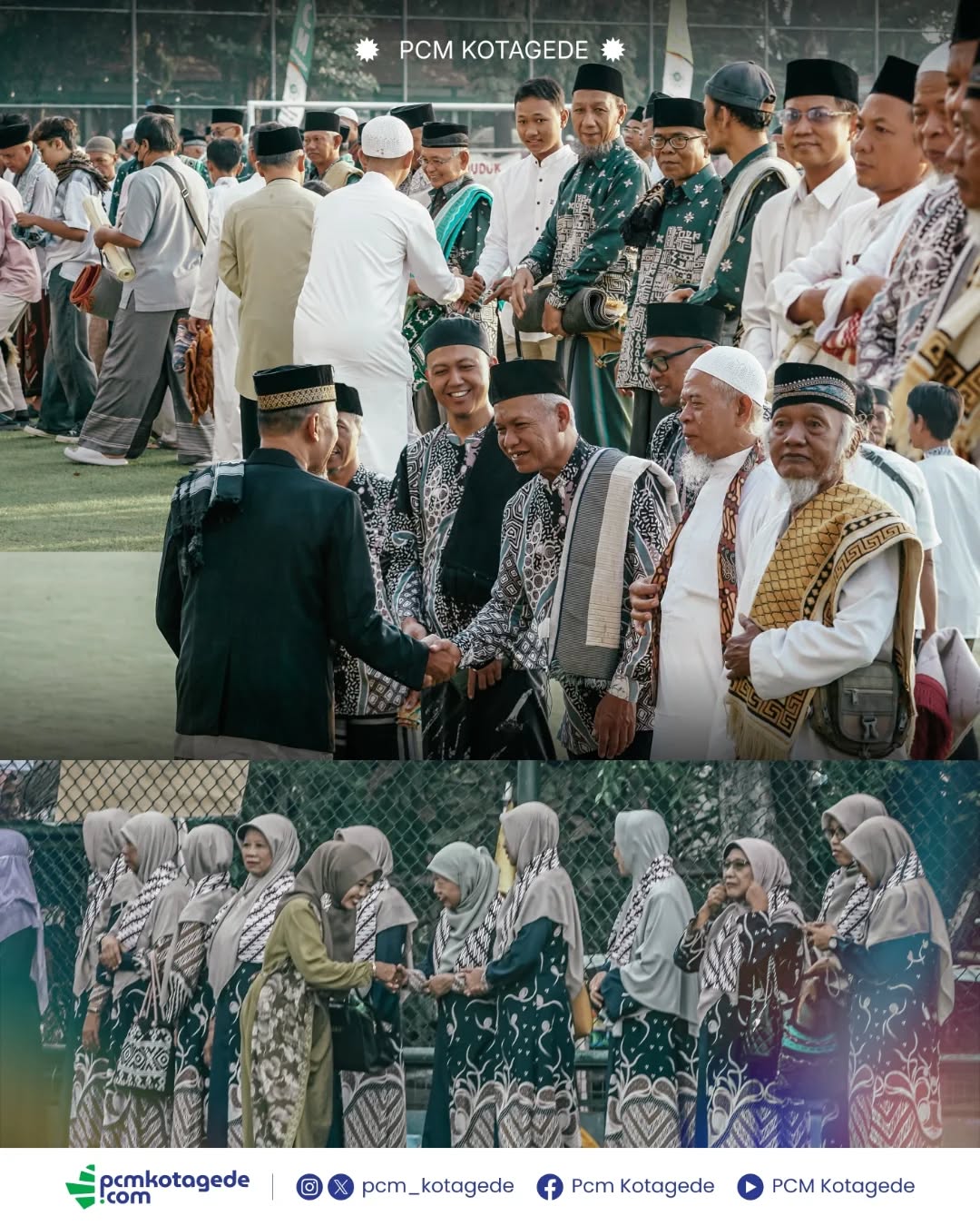 Pimpinan Cabang Muhammadiyah (PCM) Kotagede telah melaksanakan Salat Idulfitri 1 Syawal 1446 Hijriah yang jatuh pada jumat, 20 maret 2026. Pelaksanaan salat Idulfitri dimulai pada pukul 06.30 WIB di lapangan karang kotagede.
Bertindak sebagai imam dan khatib yakni K.H. Muhammad Nashirul Ahsan, Lc., selaku pimpinan sekaligus pendiri Pondok Pesantren MBS Prambanan Yogyakarta.
Terimakasih atas bantuan dan kerjasamanya kepada seluruh PRM di kotagede, 'Aisyiyah, KOKAM, Tapak Suci, Nasyiatul Aisyiyah, HW, AMM Kotagede, SMP Muhammadiyah 7 dan seluruh masyarakat kotagede.
#muhammadiyah #pcmkotagede #kotagede #siaplebihawal