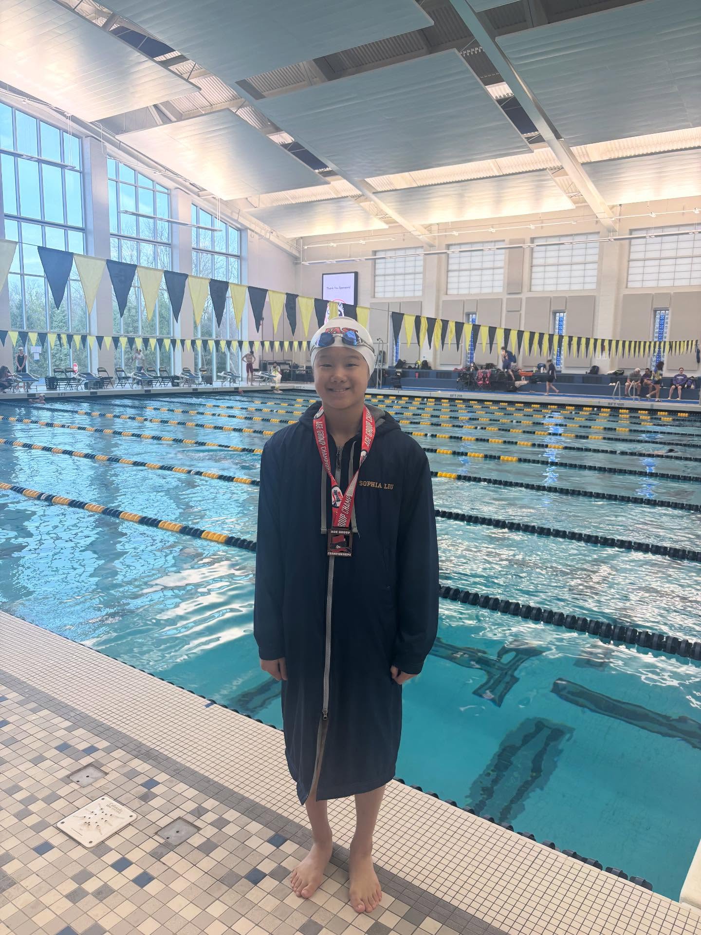 IN Age Group Short Course Champs:
Girls 11-12 50 Free:
Sophia Liu- 4th Place