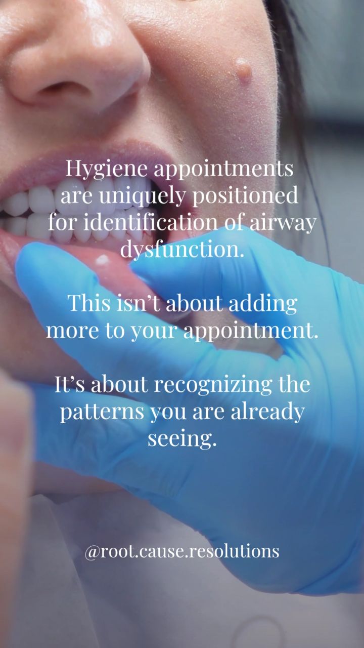 Hygiene appointments are one of the most underutilized opportunities in dentistry.
You’re already seeing the signs of airway dysfunction.
The goal is learning to connect them.
This isn’t about adding more to your already full schedule.
It’s about seeing differently.
Because once you recognize the patterns, you can’t unsee them, and that’s where real impact begins.
#RDH #airwaydentistry #oralhealth #myofunctionaltherapy #sleepapnea
