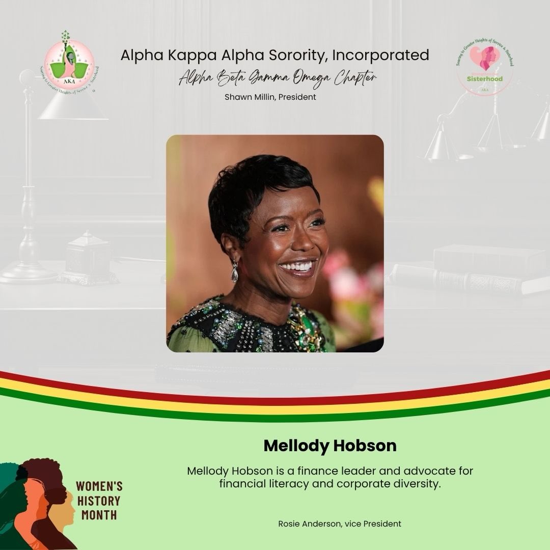 🌸 Women’s History Month Spotlight 🌸
Today we celebrate the brilliance and leadership of Mellody Hobson.
A powerhouse in finance, Mellody Hobson serves as Co-CEO of Ariel Investments and has been a leading voice in promoting **financial literacy and corporate diversity. As the first Black woman to chair a Fortune 500 company board, she continues to break barriers while empowering others to build wealth and create lasting impact.
Her work reminds us that knowledge is power—and access to it can change generations.
✨ Leader. Advocate. Trailblazer.
#WomensHistoryMonth #AKA1908 #BlackExcellence #WomenInFinance #WomenWhoLead