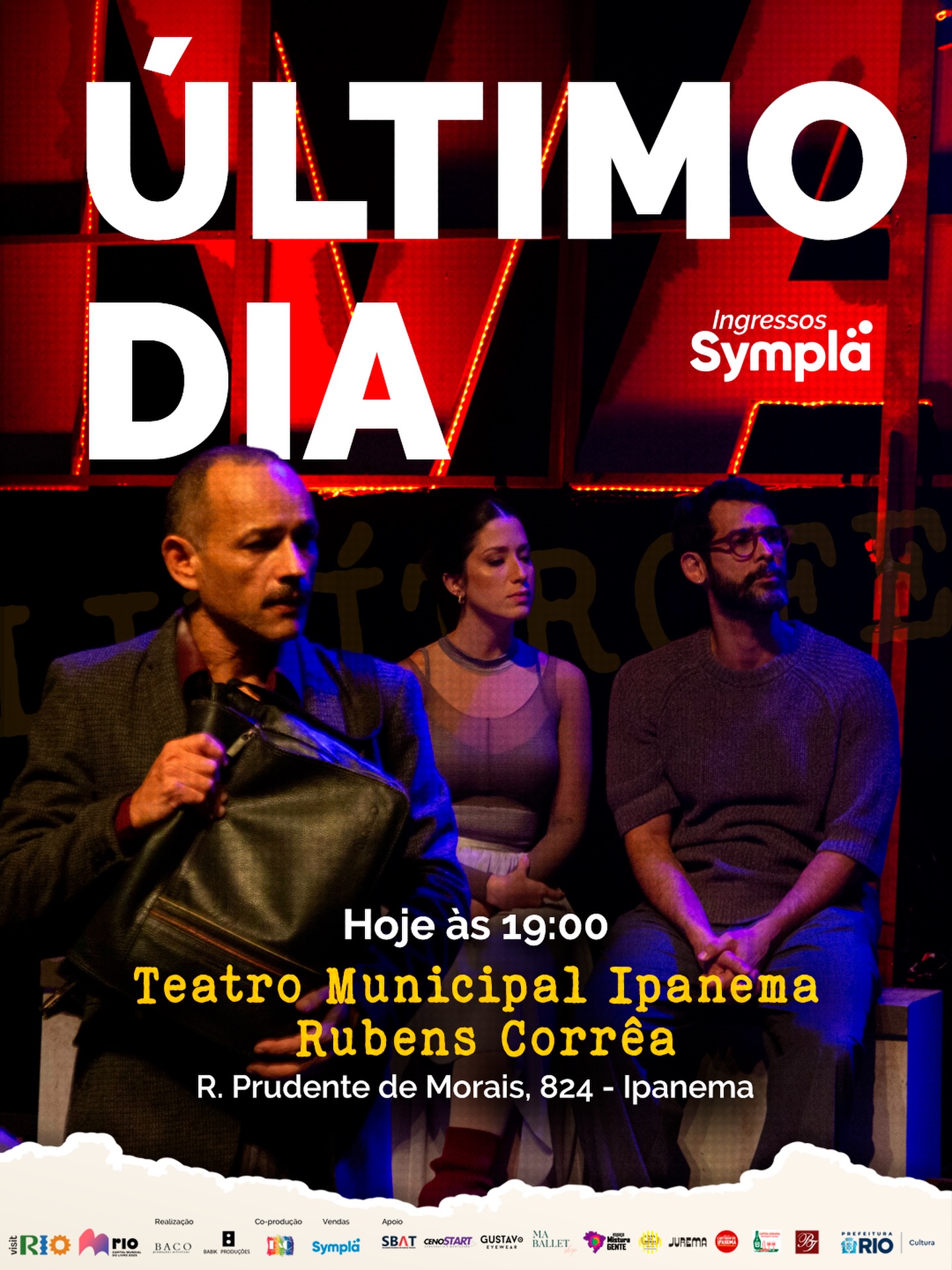 Último dia de Limítrofe. 🎭
Depois de uma temporada linda e um público maravilhoso no Teatro Ipanema, hoje encerramos essa jornada que marcou a gente dentro e fora de cena.
Ainda dá tempo.
Se você ainda não assistiu, essa é a sua última oportunidade de vir e se despedir dessa temporada.
‼️ Hoje, às 19h. A gente te espera. ‼️
🎭 Teatro Ipanema
🗓️ ÚLTIMO DIA - até 29 de março
⏰ Quinta a sábado, 20h | Domingo, 19h
📍 Rua Prudente de Morais, 824 - Ipanema
🔴 Classificação indicativa: 16 anos
🎫 Ingressos no link da Bio ou 50% de desconto no Vivo Valoriza