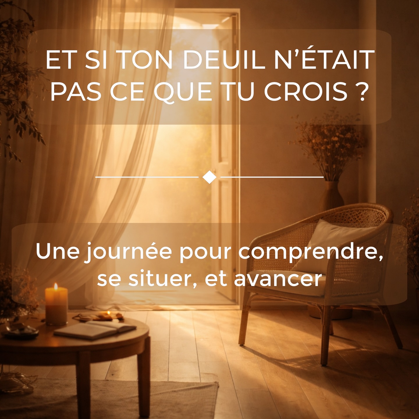 Et si ce que tu portes n’était pas une faiblesse, mais un deuil que tu n’as jamais nommé ?
On pense souvent que le deuil concerne ceux qui ont perdu quelqu’un. En réalité, on fait un deuil chaque fois qu’on perd quelque chose à quoi on était attaché. Une relation. Un rôle. Une version de soi. Un avenir qu’on s’était imaginé.
Le 11 avril, je propose une journée en petit groupe pour mettre des mots sur ce que tu traverses, comprendre où tu en es — et repartir avec un sentiment de mouvement intérieur
Au programme :
— Comprendre ce qu’est vraiment le deuil
— Te situer dans ton processus
— Des outils concrets selon là où tu en es
— Un rituel de coupure de lien
📍 Restaurant Mauricette Cantine — Le Plan-de-la-Tour (83)
📅 Samedi 11 avril
👥 8 personnes maximum
💶 70€ journée seule / 89€ avec suggestions du jour inclus
Les places sont limitées. Écris-moi directement en message privé pour t’inscrire
#deuil #hypnothérapie #developpementperso #attachement #cercledeparole