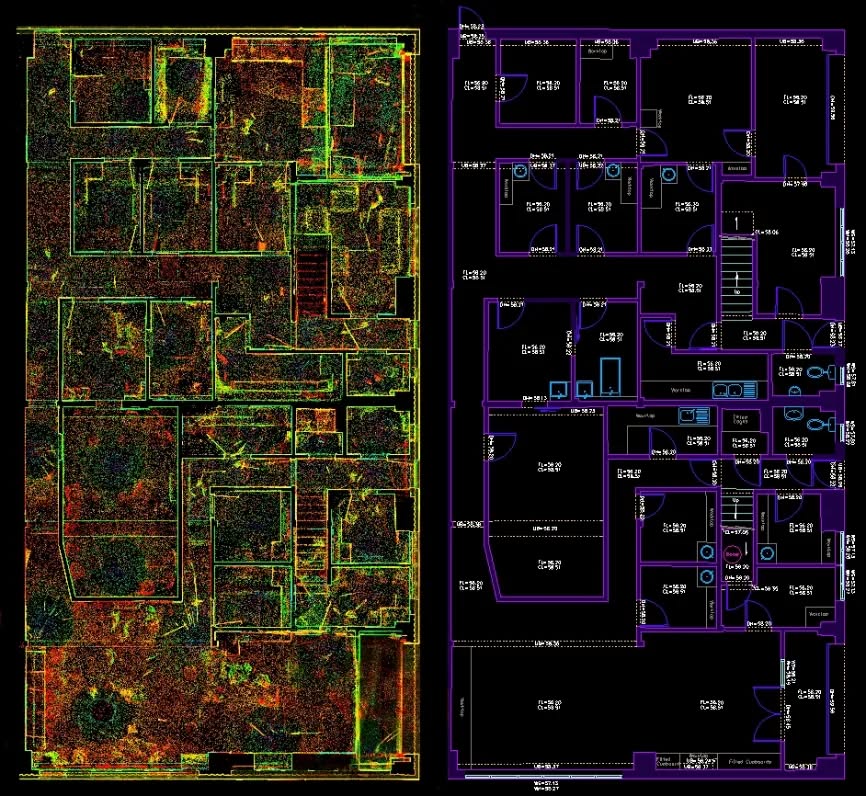 We have completed a Measured Building Survey of a busy Veterinary practice. The property was laser-scanned for time efficiency along with control points for high accuracy. We then draughted floor plans and elevations from the 3D Point cloud data, and the client has been very happy with the results.
.
.
.
.
.
#LaserScanning #3DPointCloud #RealityCapture #ArchitectUK #Architecture #PlanningApplication #LandSurveying #SurveyLife #FloorPlans