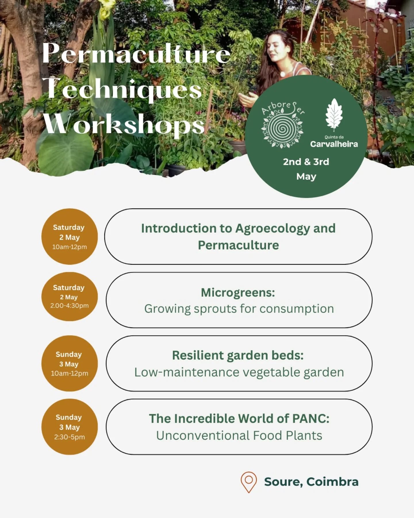 🌿 A weekend to transform the way you grow food and your relationship with it!
We’ll have 4 hands-on permaculture workshops to teach you how to grow food simply and sustainably, even in small spaces. And no digging required!
✨ 1. Introduction to Agroecology and Permaculture
🌱 2. Growing Nutritious Microgeens
🍂 3. Low-Maintenance Vegetable Garden
🌼 4. Discovering and Using PANC: Unconventional Edible Plants
You’ll get your hands in the soil, try out accessible techniques, and gain tools to build more food autonomy in your daily life.
Join us if you want to start planting, deepen your existing knowledge, or simply reconnect with nature and what you eat.
👉 Registration is open!
It will be held in Portuguese with English translation.
More info in the bio link or send a private message.
#permaculture #agroecology #foodautonomy #sustainablefarming #regeneration