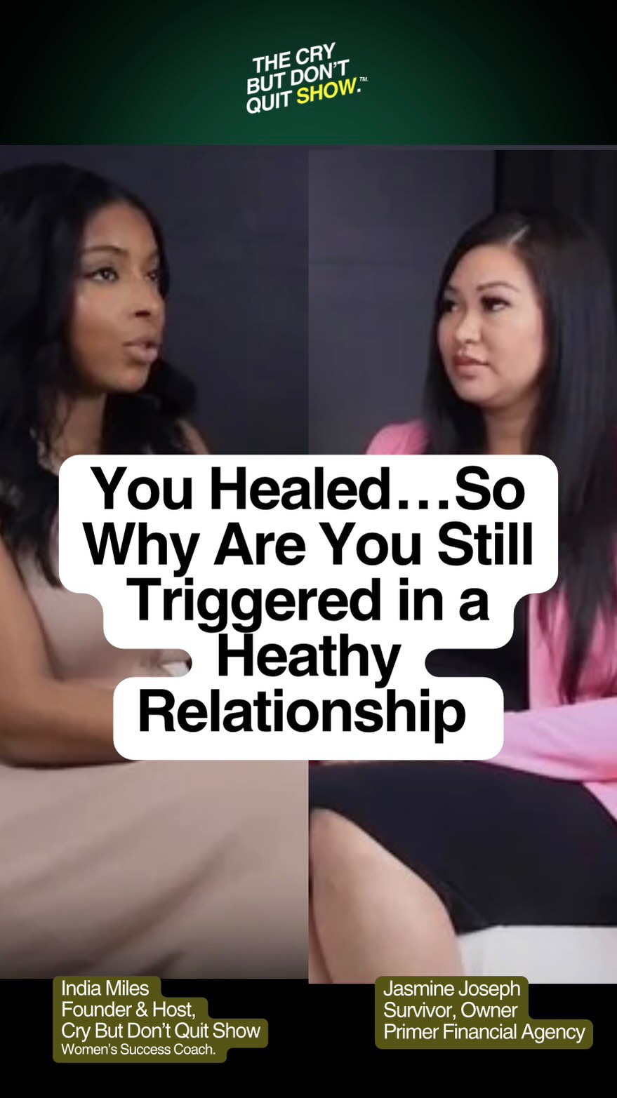 Your nervous system didn’t get to fully experience the good.
So even when life gets better… those old triggers can still reemerge—because they were wired through repeated pain.
But here’s the truth:
You can retrain your nervous system to experience joy—fully.
@jas.purposefulprosperity is a perfect example of the woman we serve…
A woman fighting for her happiness and choosing to live her best life after the worst.
Exactly who we created this show for.
Bad things happen.
They don’t define us.
#crybutdontquit 🚀