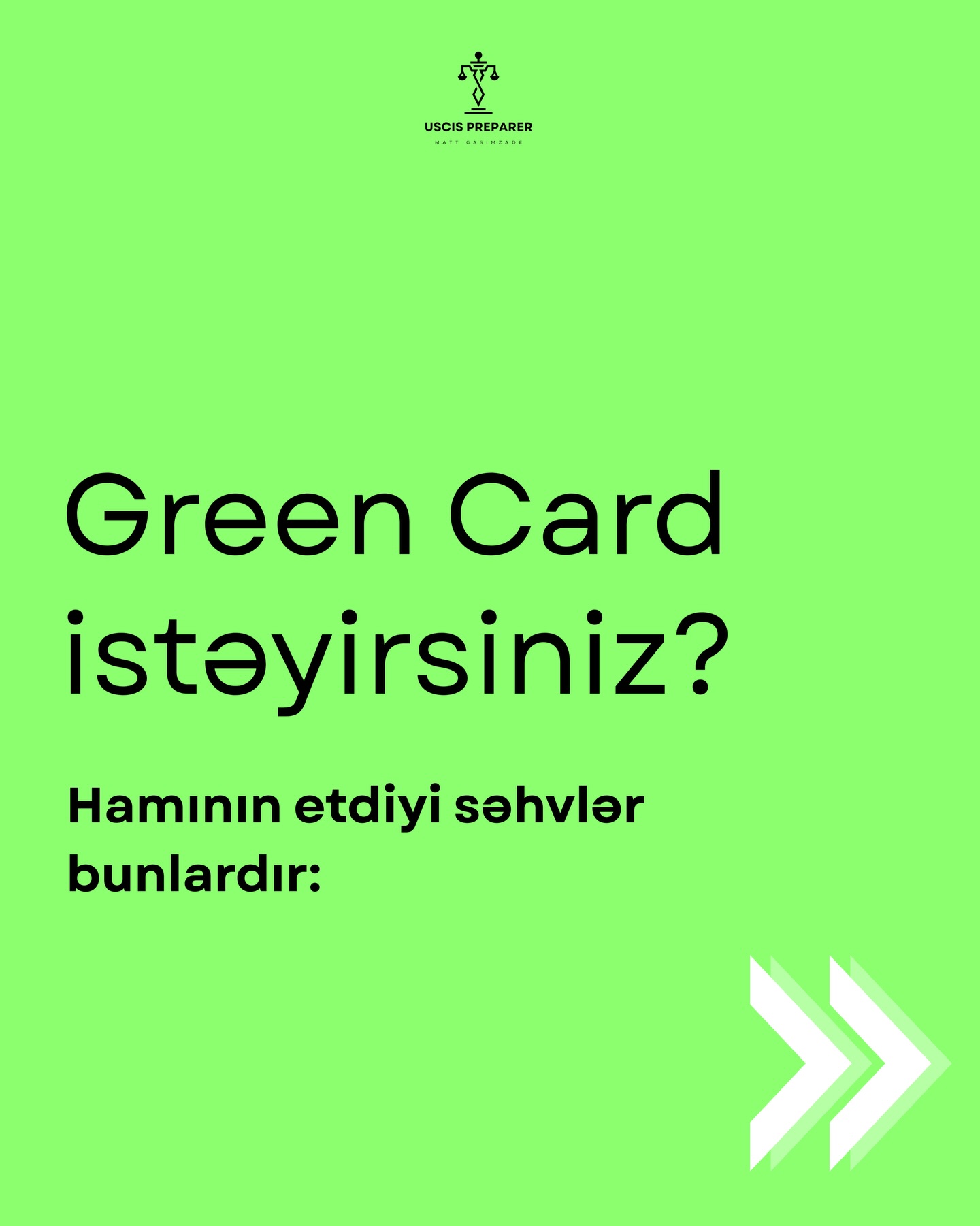 🚫 Green Card niyə alınmır?
Çox vaxt səbəb sənədlər deyil.
Problem — yanlış düşüncə və səhv yanaşmadır.
Lotereya, pul və ya sponsor hər şeyi həll etmir.
Doğru strategiya olmadan nəticə dəyişmir.
👉 Bu postda ən çox edilən səhvləri göstərdik
🚫 Why don’t people get a Green Card?
Most of the time, it’s not about documents.
It’s the wrong mindset and strategy.
Lottery, money, or sponsorship don’t guarantee anything.
Without the right approach, results don’t change.
👉 This post covers the most common mistakes