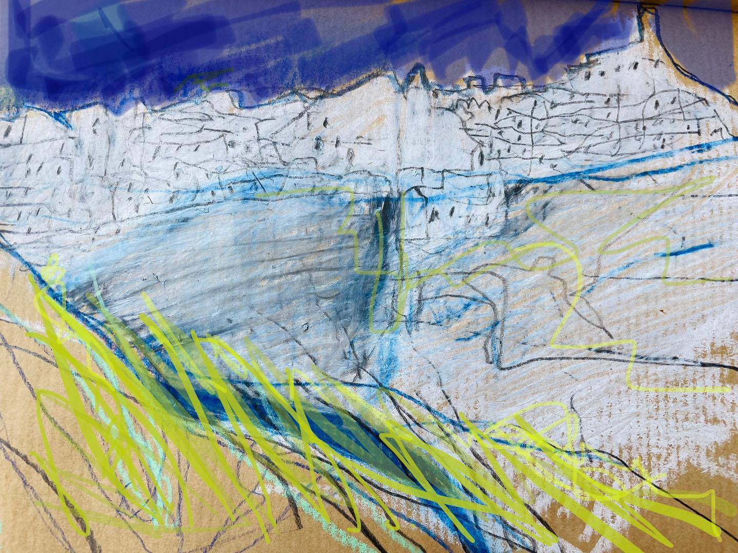 #perchedonarock #earlymorning #hike #gravina #gorge #matera surrounded by intense scents of #wildflowers some of my favourite words like #saxifrage #salvia #thyme #santilina #rockrose - almost like the #shippingforecast but mor botanical #walktosee #sketcheveryday #scratches #markmaking #italia