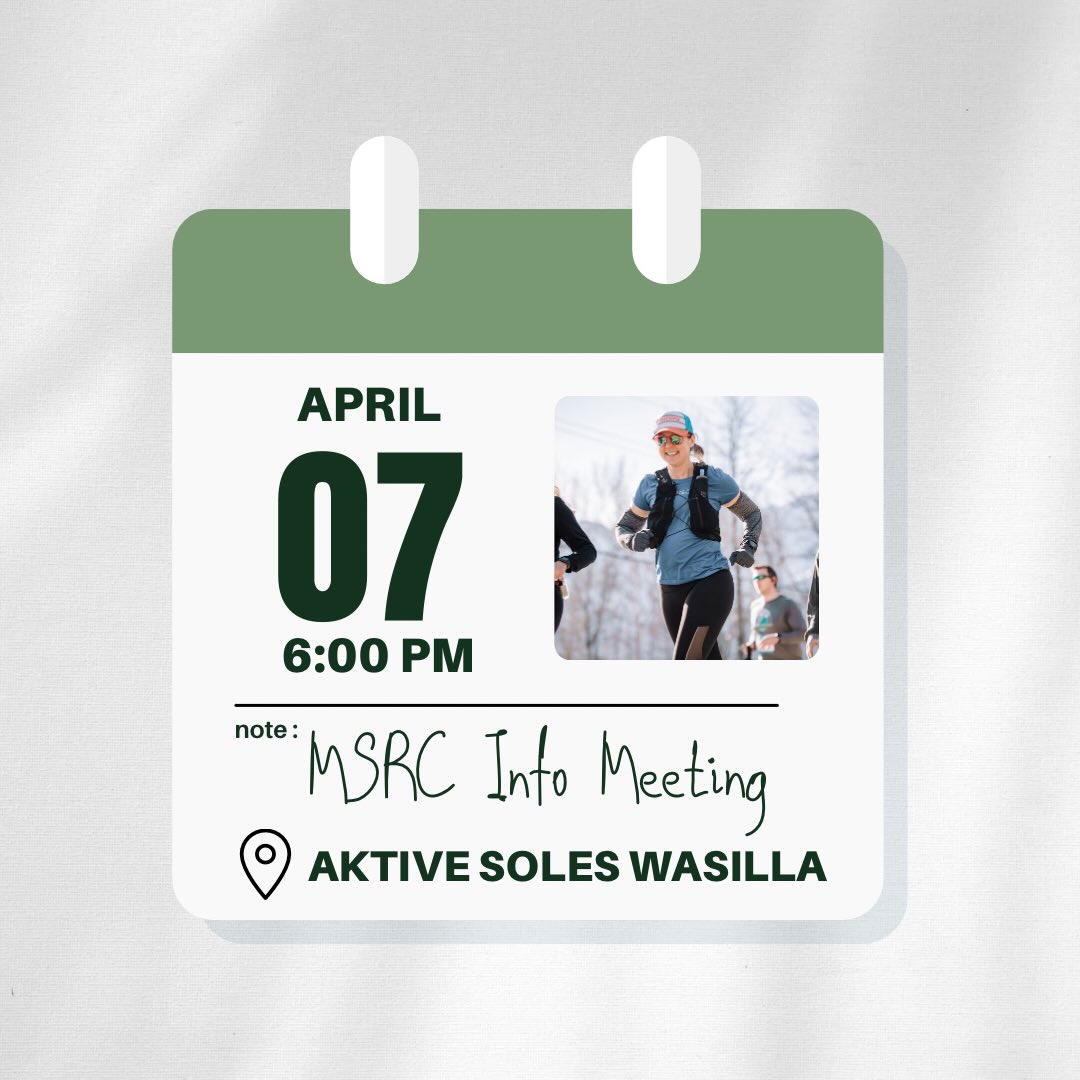 Join us NEXT WEEK for our informational meeting! Info meeting will be taking place on Tuesday, April 7 at 6 pm at AKtive Soles Wasilla. Join us to meet the coaches, learn about what we do at running club, and be entered to win free door prizes!