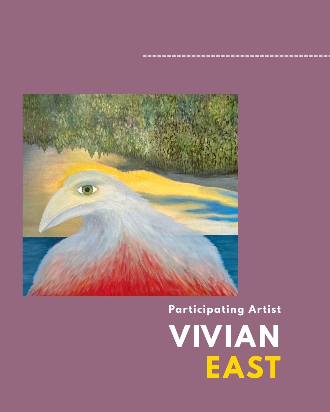 Study the work of artist, Vivian East. It will make you think. She says, “I aim to show the mystery of our land and also the impact of the world on the subconscious mind through surrealism.” Working in oils, she paints landscapes, flora and fauna.
You can find Vivian as part of a curated art exhibition and sale on Saturday, April 11, 2026. The Kingsway-Lambton Art Show & Sale is now in its 28th year. Hundreds of art lovers and art collectors attend this must-see event. Be one of them!
#VivianEast
#TorontoArtShow
#BuyFineArt
#InteriorDesign
#CollectOriginalFineArt