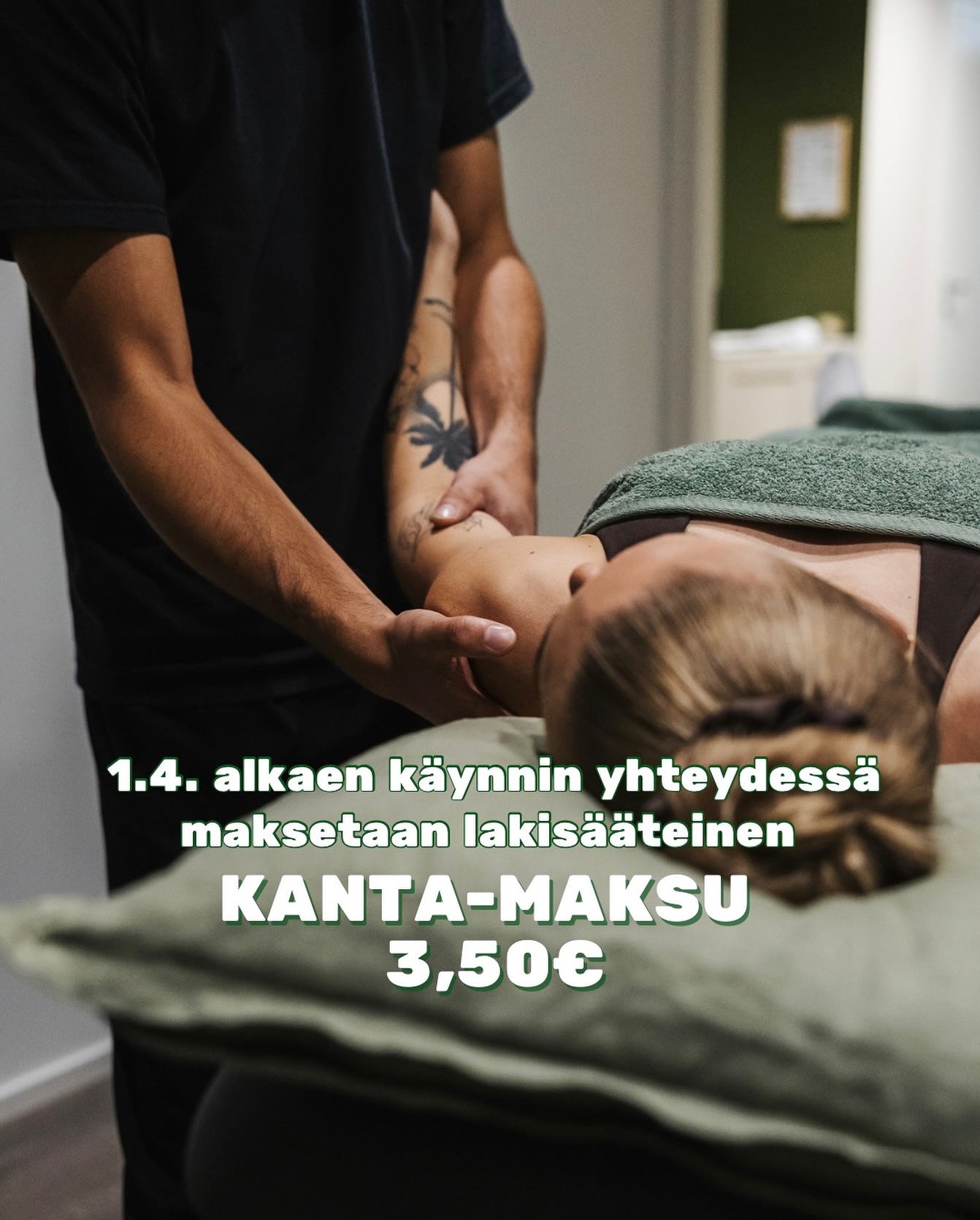 1.4 alkaen käynnin yhteydessä maksetaan palvelun lisäksi 3,5 € kanta-maksu.
Kanta-maksu liittyy lakisääteiseen velvollisuuteen tallentaa asiakaskäynnin tiedot sähköiseen potilastietojärjestelmään ja edelleen Kanta-palveluihin (Omakanta).
Kanta-maksu kattaa Kanta-arkistoon (Omakanta) tehtävien kirjauksien hallinto- ja kehityskustannukset.