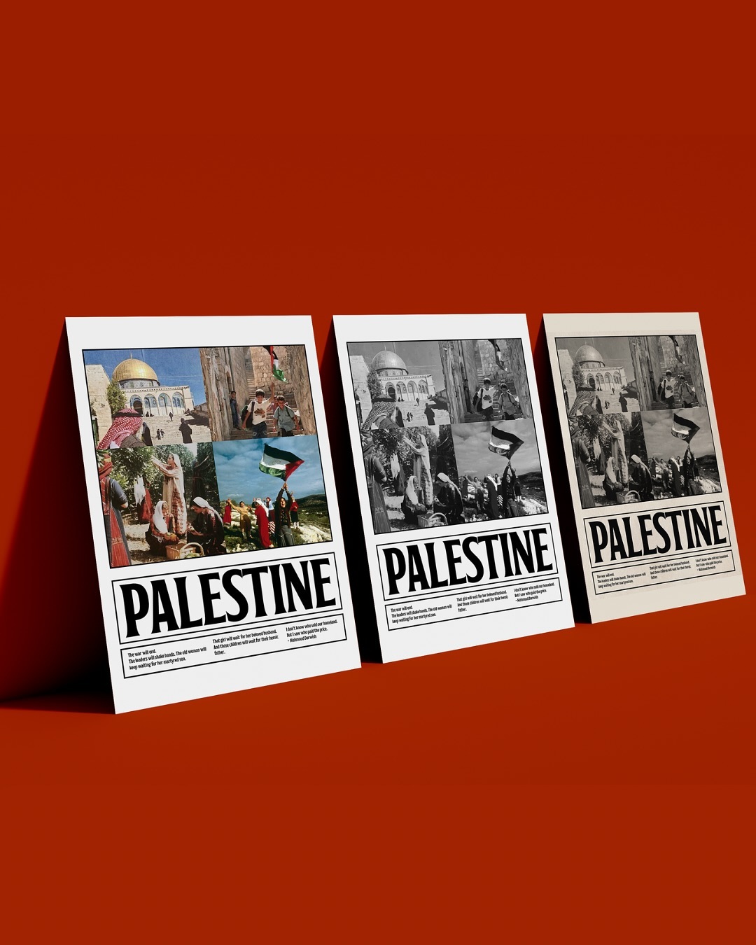 “The wars will end and the leaders will shake hands, and that old woman will remain waiting for her martyred son, and that girl will wait for her beloved husband, and the children will wait for their heroic father, I do not know who sold the homeland but I know who paid the price.”
- Mahmoud Darwish
Graphic Design Posters by: @aliyahbstudio
#FreePalestine
#PalestineWillBeFree
#StandWithPalestine
#PalestineArt
#SolidarityWithPalestine
#DesignForChange
#ArtistsForPalestine
#GraphicDesignForJustice
#BrandingExpert
#LogoDesignSpecialist
#CreativeStudio
#AdvertisingDesign
#FreelanceGraphicDesigner
#DesignInspiration
#CustomLogoDesign
#VisualIdentity
#BrandDesigner
#GraphicDesigner