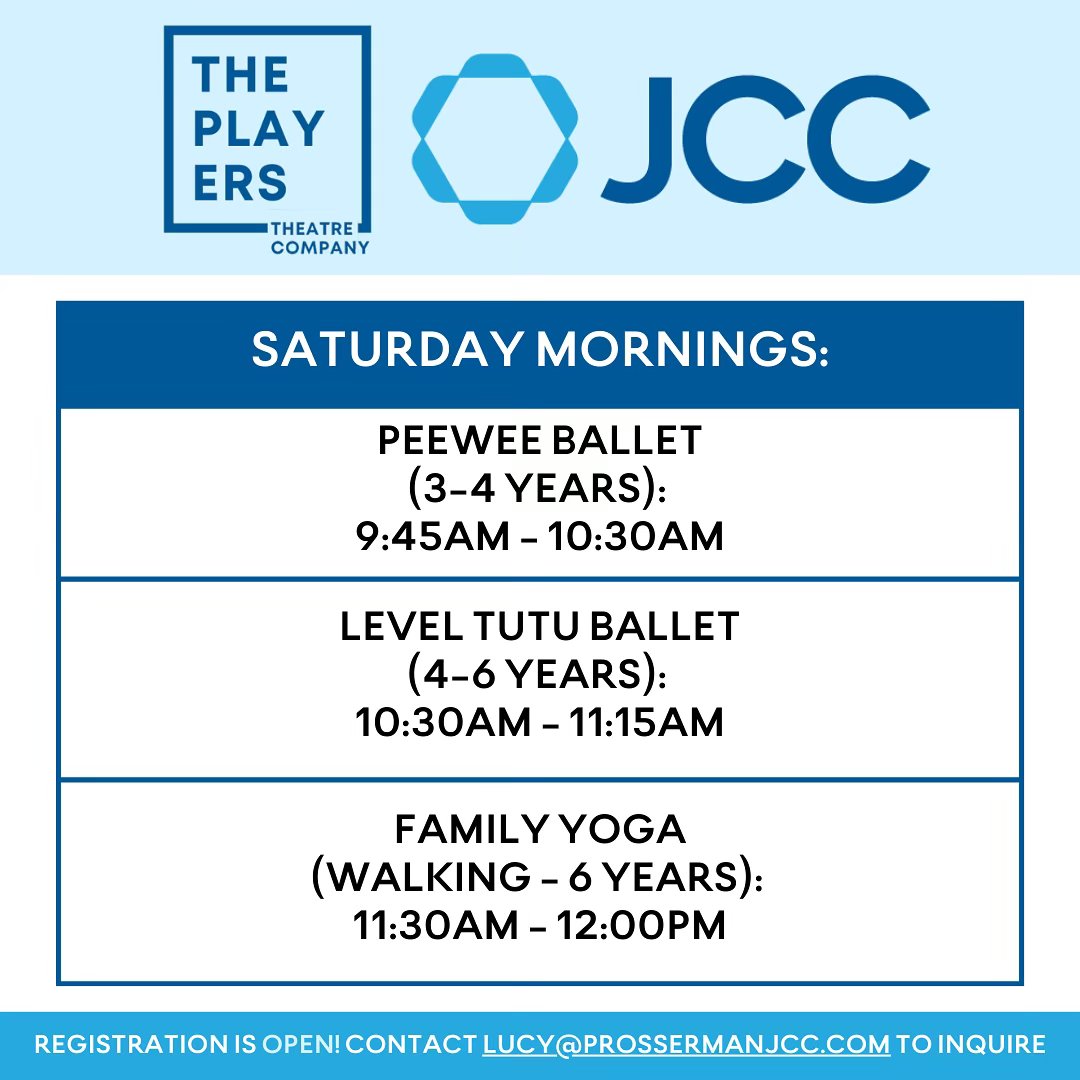 Registration for The Players Theatre Company fall programs at @prossermanjcc has begun ๐! Donโt miss your chance to learn why our extra-curricular programs are all the rage with these introductory acting and dance classes. Contact Lucy at lucy@prossermanjcc.com to enroll ๐ญ๐ฉฐ๐ง
#fallprograms #torontokidsprograms #extracurriculars #artsprograms #danceclasses #dramaclasses #yogaclasses #theplayerstheatrecompany