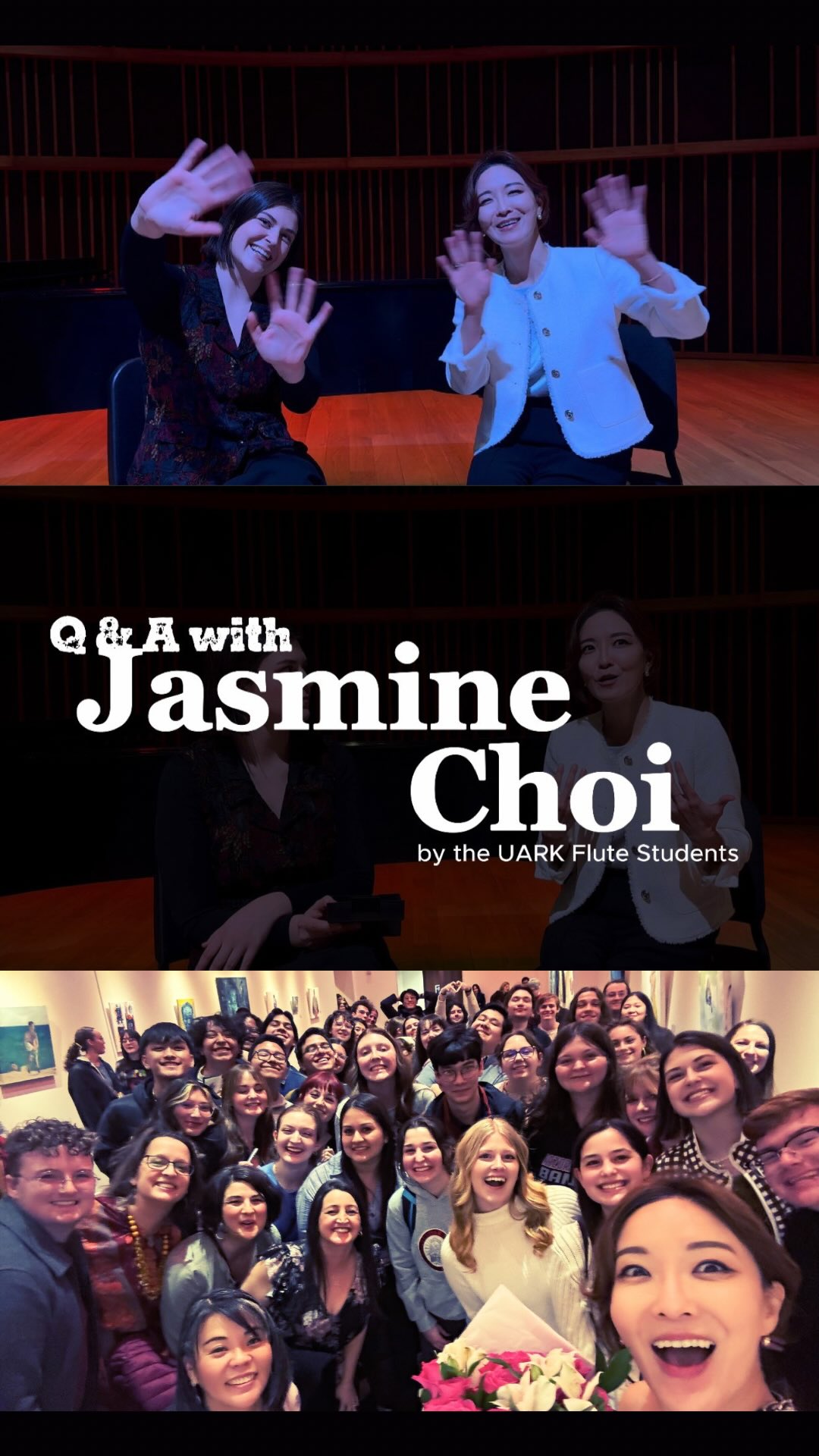 The 2026 Arkansas Flute Festival was thrilled to have @jasminechoi_flutist as the guest artist for its second annual festival, hosted at the University of Arkansas this past January. @uarkbands @uofamusic Dr. Cristina Ballatori @cristinaballatori , is the Assistant Professor of Flute at the University of Arkansas @uarkflutes , and she has made such exciting things happen for the flute community in Arkansas, including these festivals. Jillian Russell @jillian.flute is a part of Dr. Ballatori’s studio, is graduating with a Bachelors of Music in Music Education, and is moving in the fall to pursue her Masters in Flute Performance. #jasminechoi #flutist #musician #performing #band