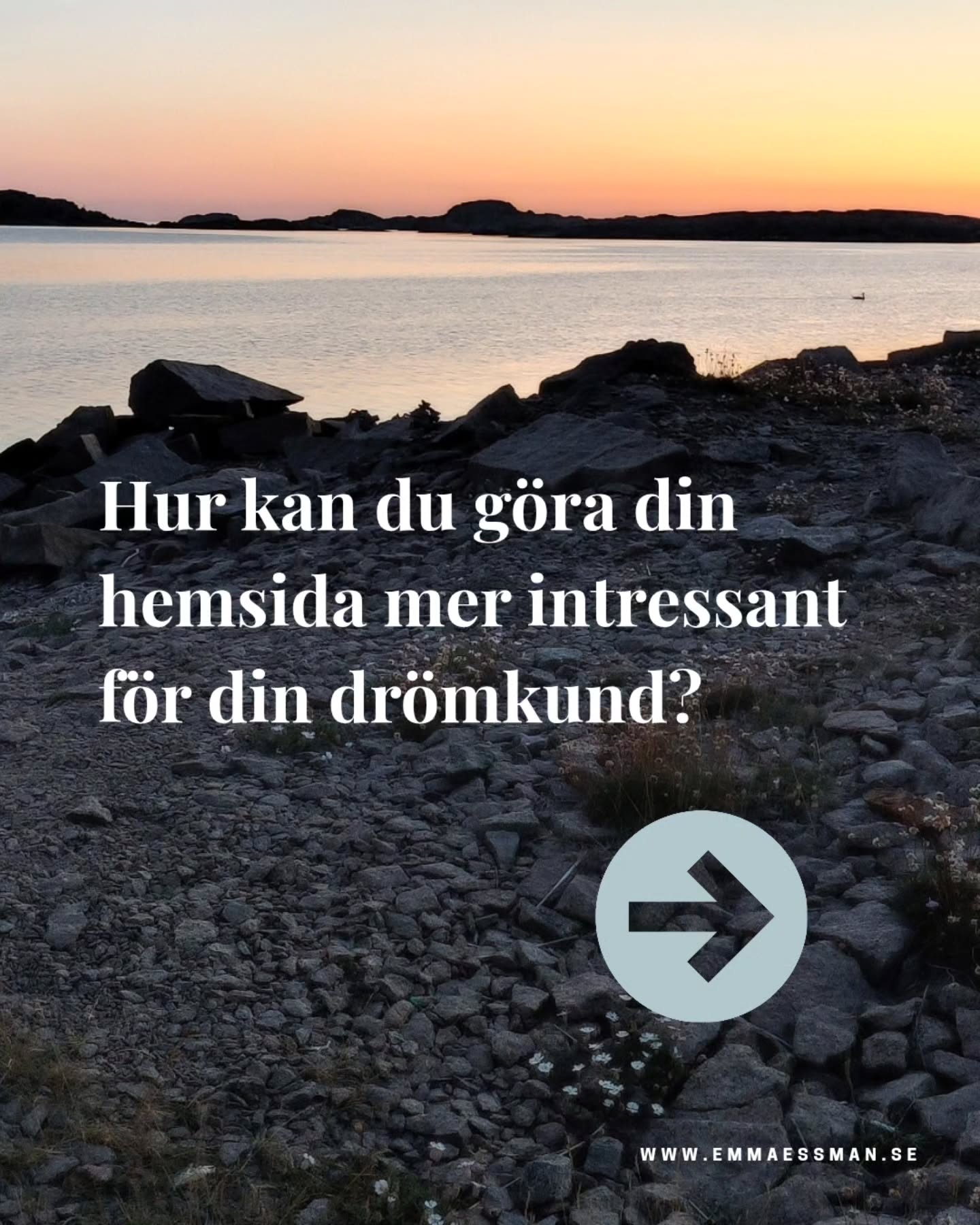 Vad tror du din drömkund skulle tycka om din hemsida idag?
Har hon kanske redan varit där men vänt i farstun?
Nej så illa hoppas jag inte att det är.🙈😬
Men utan tydlighet och en vägledande struktur så skulle det faktiskt kunna hända.
Sätt dig i hennes position, vad letar hon efter, är det tydligt hur hon ska navigera på sidan?
Framgår det vad du kan hjälpa henne med?
Är det enkelt att hitta kontaktuppgifter till dig?
Ger färger och typsnitt den rätta känslan för den sortens företag som du driver?
Inger sidan ett förtroende eller behöver du se över dina texter och bilder en gång till?
Ja detta är några frågor jag tycker att du ska ställa dig själv för att få svar på om du behöver förbättra något på din hemsida för att få din drömkund att förstå att du är rätt person för att hjälpa henne.
Spara det här inlägget som en liten påminnelse
om vad du kan kika på när du får en lucka.
Ta hand om dig✨