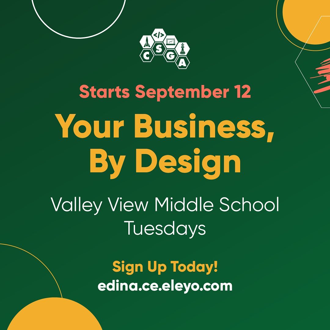Now that the school year has officially begun, it’s time for our before- and after-school programming! Here’s our schedule for @edinacommunityed!
Remember to join the waitlist if the class you want is full. You may get a spot!
#CSGA #CSGAEnrichment #CommunityEd #EdinaThrive23 #EdinaCommunityEd #VVMS #SVMS