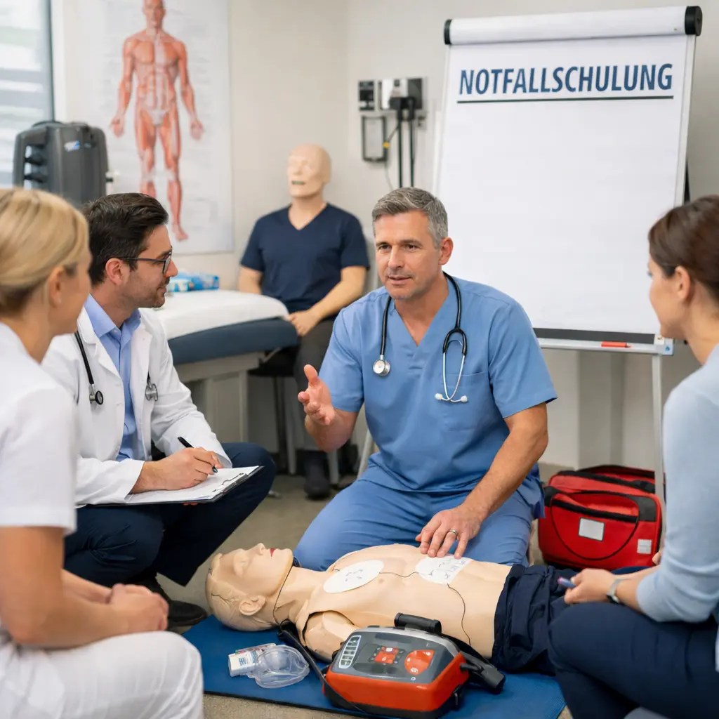 Notfalltraining in der eigenen Praxis — rechtssicher und leitlinienkonform. Wir bieten 100 % Inhouse-Trainings direkt vor Ort in NRW: realistische Übungsszenarien am eigenen Notfallkoffer, AED- und BLS-Training nach aktuellen ERC-Leitlinien, dokumentierte Zertifikate für MFA und CME-fähige Nachweise für Ärztinnen und Ärzte. Unsere Trainer: aktive Rettungs- und Feuerwehrkräfte mit Praxiserfahrung — keine Theorie, sondern einsatzrelevantes Können. Das Training erfüllt DGUV-Vorschrift 1, G-BA QM-RL und MD/MDK-Anforderungen; ideal für Praxisbegehungen durch KV oder Gesundheitsamt. Wir schulen ohne Praxis-Schließung (After-Work oder Mittags-Workshops). Prüfen Sie jetzt Ihr Notfallequipment und Ihre Audit-Dokumentation. Link in bio!
#NotfalltrainingNRW #GBAkonform #DGUV #Inhousetraining #Praxismanagement #BLS #AED #QMkonform #CME