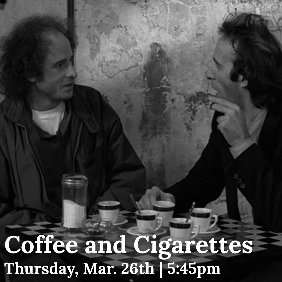 Join us Thursday for our screening of Coffee and Cigarettes (2003) followed by Clerks (1994).
Doors for the first screening will open at 5:45 and the screening will start at 6.
Doors for the second screening will open around 7:45 and begin around 8:00.
We hope to see you there!
🎟️ Your membership is your ticket! UBC Film Society memberships are $5 and give you access to all our screenings and events. They can be purchased in person at any of our screenings or online through Bounce (link in bio).
🍿We will be selling concessions! Freshly made popcorn, drinks, and candy will be available at the theatre. Both cash and card will be accepted.
📍 The Norm Theatre is located in the UBC Life Building (6138 Student Union Blvd). Check out our story highlights for directions on how to get to the theatre.