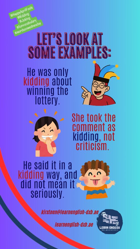 #happyaprilfoolsday😜
Today's #wordsonwednesday has a #funnytheme #learnenglish #kidding What does it mean?