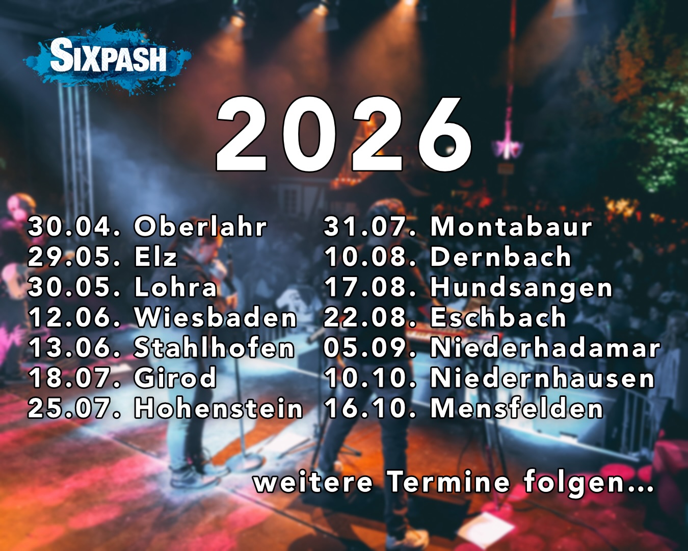 Bald geht es wieder los! Wir können es kaum noch abwarten! 🔥
Vielleicht werden wir @sixpash_looora ja auch schon auf der einen oder anderen Bühne wieder sehen! 💙
Foto: @datrockde
#band #sixpash #live #music #event