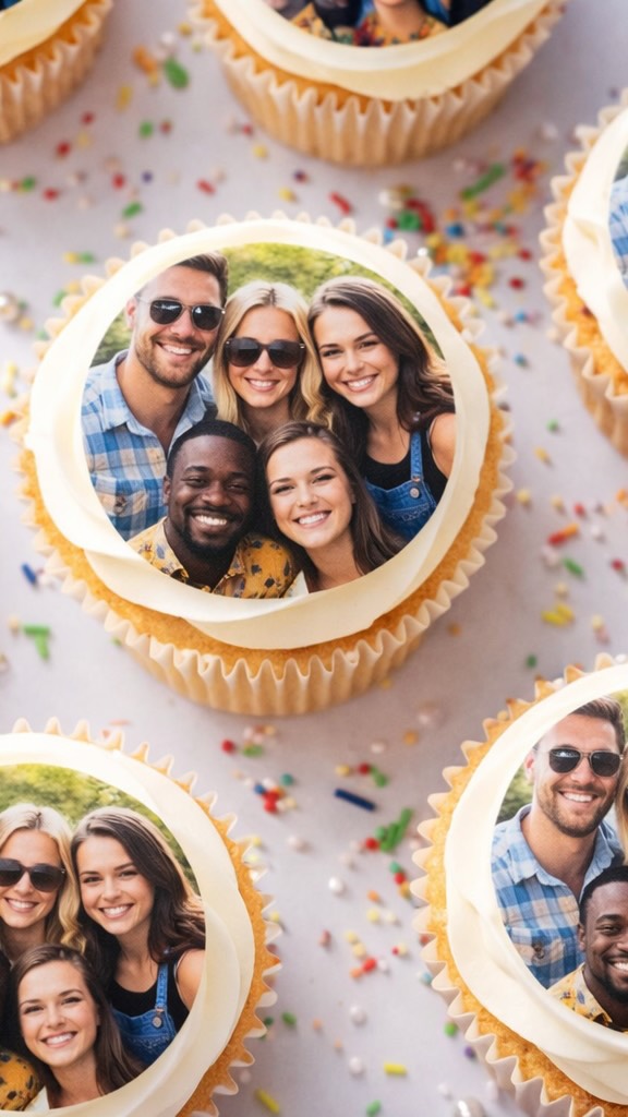 Quickest party upgrade! SO easy and fully customized with your images. SAME DAY rush available ✨ topyoursweets.com #foryou #toppers #edibleimage #cupcaketopper #birthday