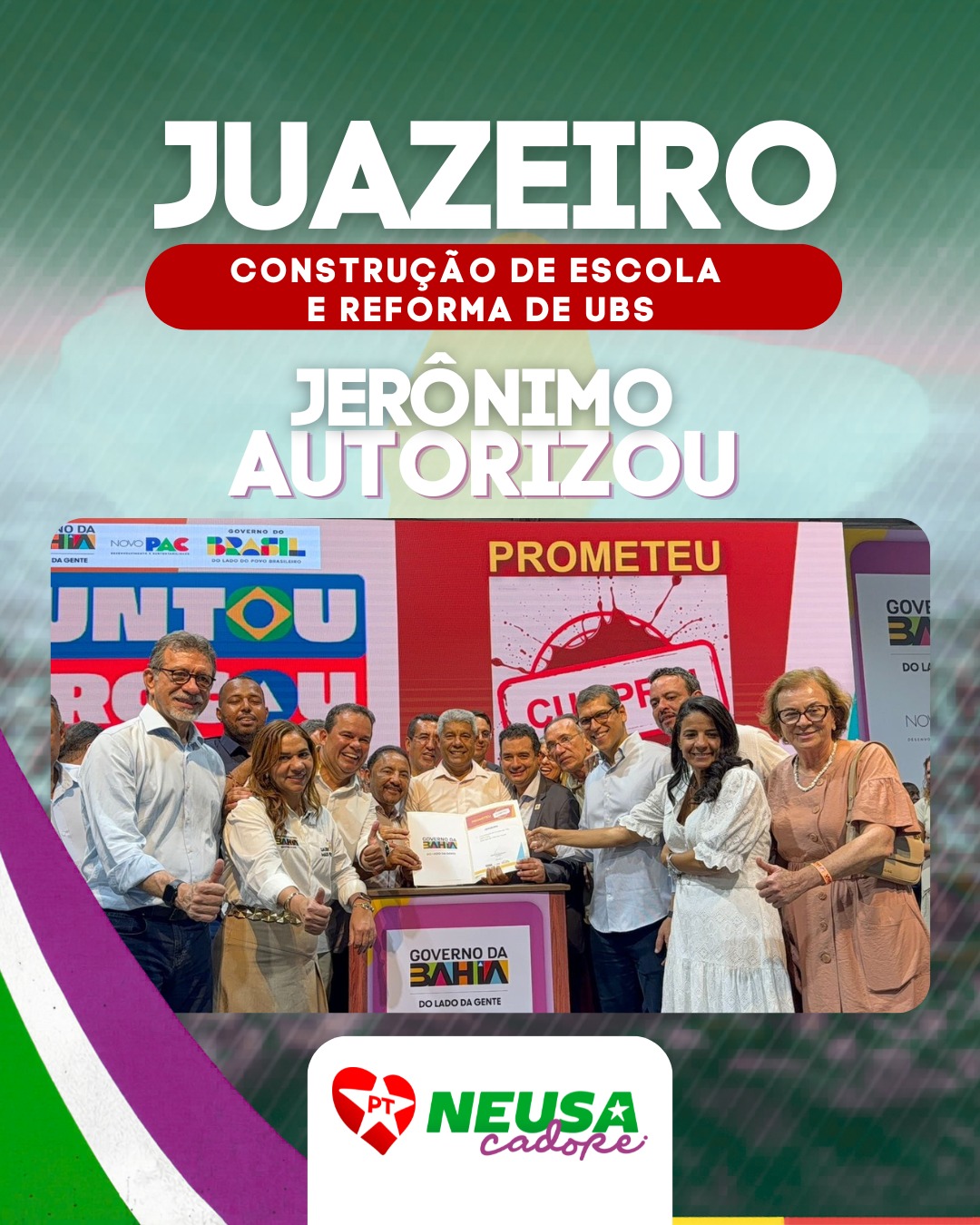 Mais conquistas para Juazeiro! ✅ Construção de escola e reforma de UBS autorizadas hoje, com Jerônimo Rodrigues e a presença do prefeito Andrei. Mais educação, saúde e cuidado com o povo!
#Juazeiro #Bahia