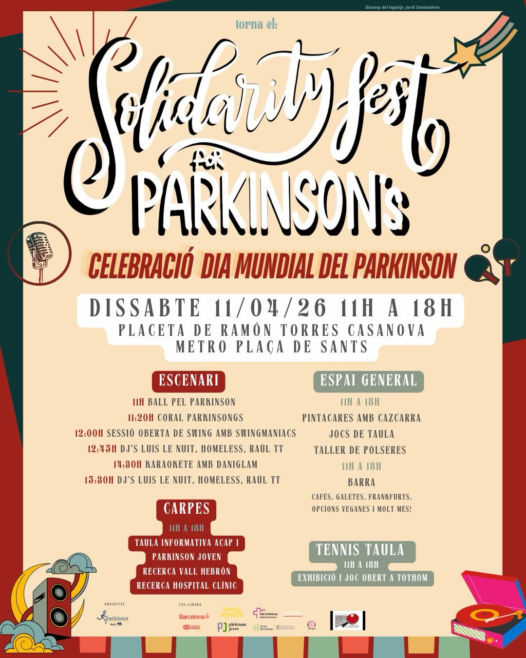 💙 Falten 2 setmanes pel Solidarity Fest for Parkinson’s… i no podem estar més agraïdes 💙
Aquest 11 d’abril, la Rambla de Sants es convertirà en un espai de trobada, música, sensibilització i comunitat. Un dia per compartir, per fer visible el Parkinson i, sobretot, per recordar que ningú hauria d’afrontar-lo sol.
✨ Tindrem:
🎶 Música en directe i DJ’s
🎤 Activitats i actuacions per a totes les edats
👨👩👧 Zona infantil
🍻 Barra solidària
ℹ️ Carpes informatives sobre Parkinson i recerca
🤝 Espais de trobada i comunitat
Aquest esdeveniment no seria possible sense totes les persones, entitats i professionals que s’hi han sumat de manera desinteressada. Gràcies per fer-ho possible, per creure en el projecte i per posar el vostre granet de sorra 💙
Ara només faltes tu.
👉 Vine, participa, comparteix… i ajuda’ns a donar visibilitat al Parkinson.
📍 Rambla de Sants (Barcelona)
🗓 11 d’abril
🕐 D’11 h a 17 h
#SolidarityFest #Parkinson #Barcelona #FemComunitat #DiaMundialDelParkinson Juntamiremcapalfutur