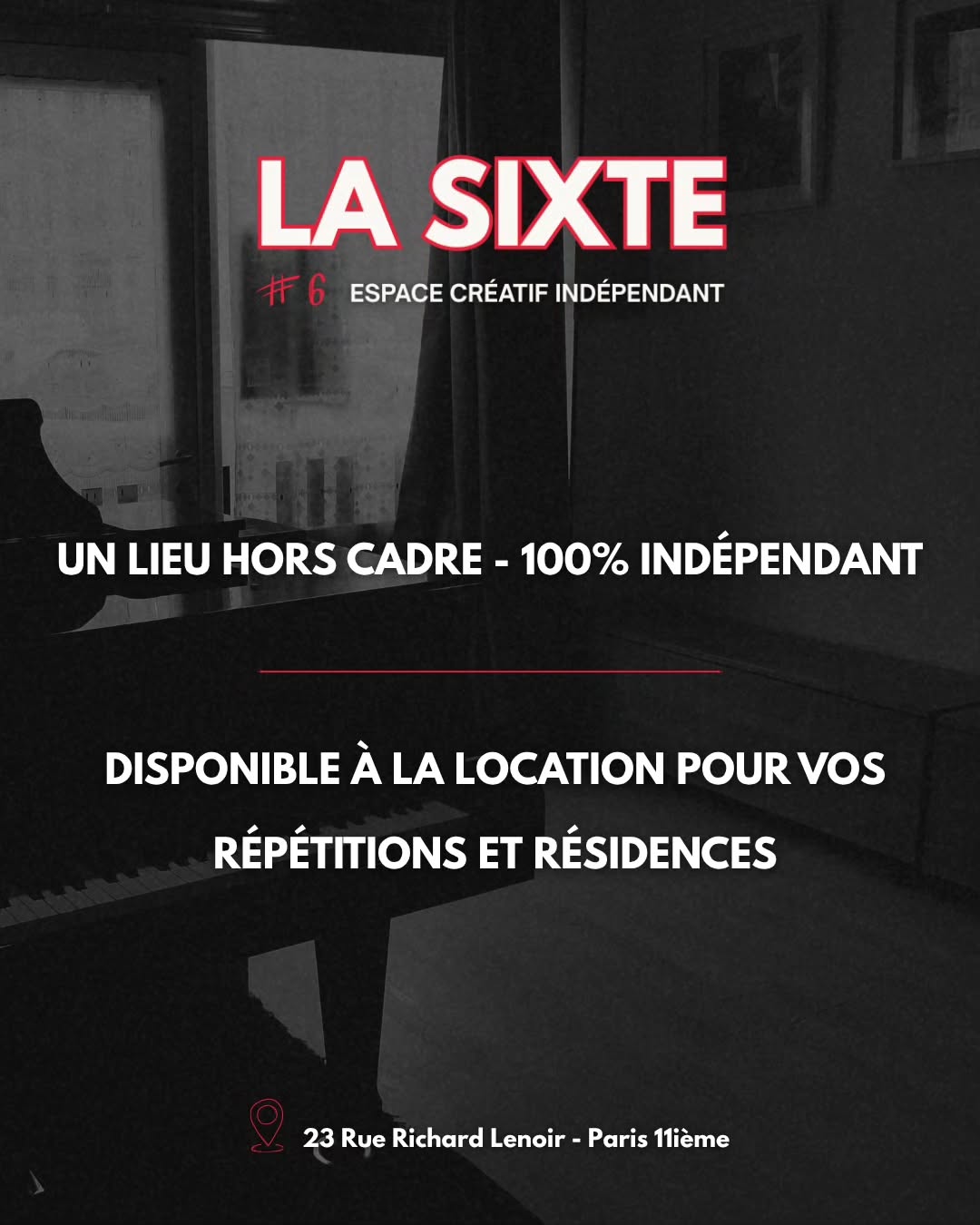 Tu veux venir faire une résidence à la #6 ? Trouver un endroit pour répéter régulièrement ? Tourner une live session ?
Rdv en bio pour accéder à notre site internet pour réserver un créneau !