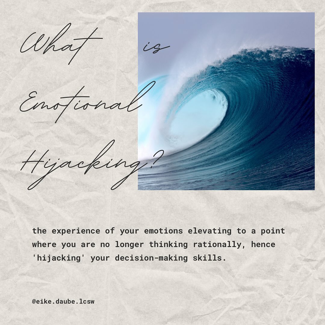 The common experience that can occur during a point of heightened emotion. In which the individual feels out of their body and acts out of uncontrollable reactivity due to the intensity of emotional overwhelm.
Example of this could be moments of rage in which you may be urged to act out of character inflicting emotional or physical pain onto yourself or others .
Another example may be becoming overly stimulated and reverting to child-like behavior (I.e. insulting someone to feel superior, throwing a tantrum)
How to Avoid Emotional Hijacking:
First is always to generate insight acknowledging that this does in fact happen to you…
Then we can begin with some steps:
1. Pause: An act of deliberation moving from a reactive state to a intentional control of your emotional state
2. Breathing Deeply: moving your body into a parasympathetic nervous system state to help you relax
3. Move: go for a walk take yourself out of the environment that is triggering you.
4. 54321 method is a strategic grounding technique used to distract the individual from their emotional experience and allow them to be in their physical experience
5. Cold therapy is very effective in again allowing your body to refocus on a physical stressor rather than an emotional stressor
#childhoodtrauma #mentalhealrh #psychology #innerchildhealing #traumatherapy #psychotherapy
#traumahealing #therapyforathletes #emotionalintelligence