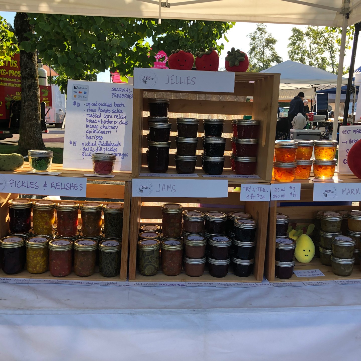 Here we go, heading into the winter market season!
This weekend’s markets are cancelled for Epicure Preserves due to the storm surges here on the West Coast: pouring rain and winds up to 43 kmph are just too challenging for us to show up and get blown away! I hope everyone stays safe, warm and dry.
Apologies to our customers for this last minute notice, but please check below for the next upcoming dates and locations.
Riley Park on Saturdays October 26; November 9, 23; December 7th
UBC on Saturdays November 2, 30
Mount Pleasant on Sundays October 6, 20
Kitsilano on Sundays November 3, 17; December 1, 15
Coquitlam on Sundays October 27 (note: 9:00-1:00)
Port Moody on Sundays November 10, 24; December 8
*Note all markets except Coquitlam are 10:00-2:00*
CHRISTMAS MARKETS:
**HollyDaze in the Heights on Saturday November 16th (in Coquitlam; Ridgeway Avenue between Nelson and Marmont) 4:00-9:00 p.m.
**Coquitlam Christmas Market Saturday December 14th (Poirier Sport and Leisure Centre, 933 Poirier Avenue) 9:00-4:00 p.m.
You’ll note that the Vancouver winter market location has moved from the Hastings PNE site to Kitsilano (Kitsilano Secondary School, 2706 Trafalgar Street). So sorry to miss our local customers at the PNE, but excited to meet our new ones in Kits!
There is a new addition to our fall-into-winter line-up: some freshly picked cranberries from the local Langley bogs team up with luscious, ripe huge mandarin oranges for a festival of flavour: cranberry-orange jelly! Time to edit the poster board… with a little spell-check help from Mizu! We’ve got a booth full of seasonal products, so come on by and check us out.
#coquitlammarket
#ubcfarm
#BCfarmersmarkets
#yougottabehere
#farmtotable
#supportlocal