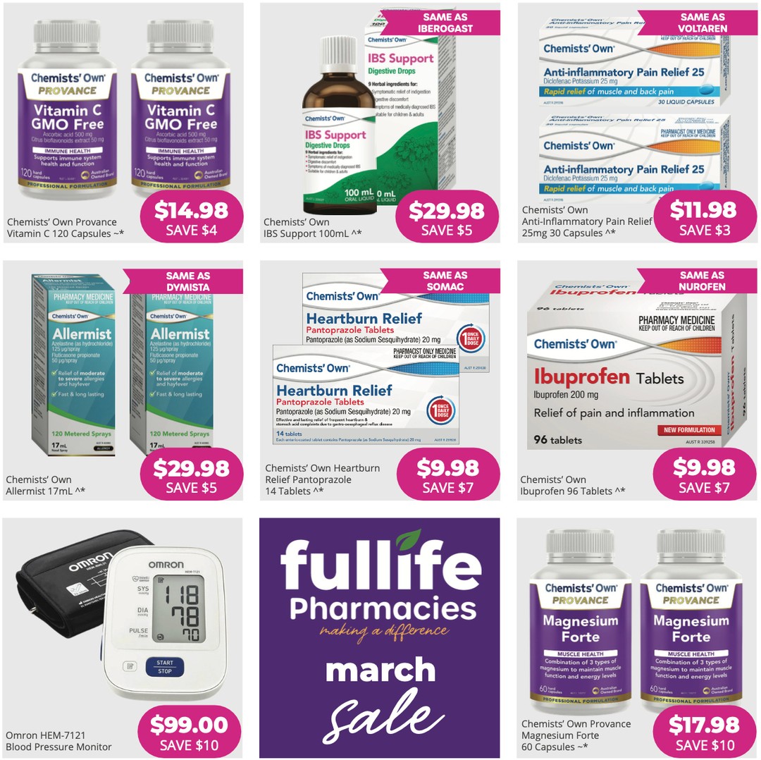Headaches, muscle aches, digestive discomfort, heartburn… everyday health things that pop up when you least expect them.
Our March catalogue focuses on practical support - from magnesium and vitamin C ,to pain relief, IBS support and blood pressure monitoring at home.
Pop in and chat with our pharmacists if you’d like help choosing the right option!
Available on sale, in store for a limited time.
#melbournehealth #pharmacylife #painreliefoptions #magnesiumaustralia #digestivehealth #supportlocalpharmacy