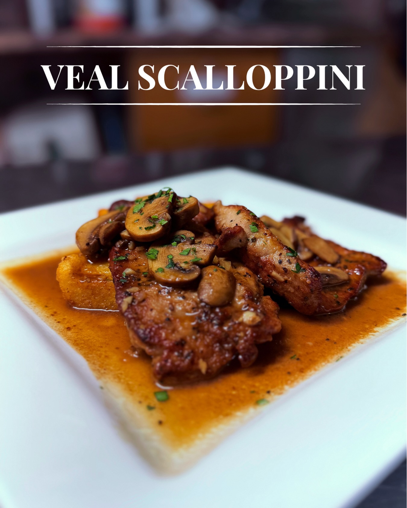 This month at Antonios, try our Veal Scalloppini menu special! This special features pan-fried veal topped with mushroom marsala sauce over fried polenta. This is a revamped take on what some of our regulars might remember as our classic Chicken Marsala. If you haven't tried this veal yet, you're missing out!