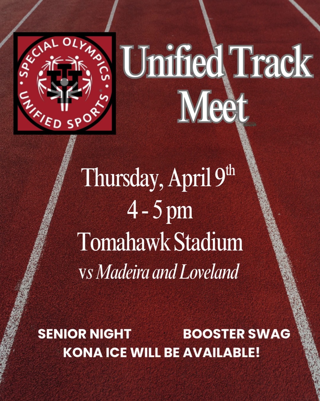 Head to Tomahawk Stadium on Thursday, April 9th to cheer on our IH Unified Braves Track Team as we take Madeira and Loveland. Let's Go Braves ❕