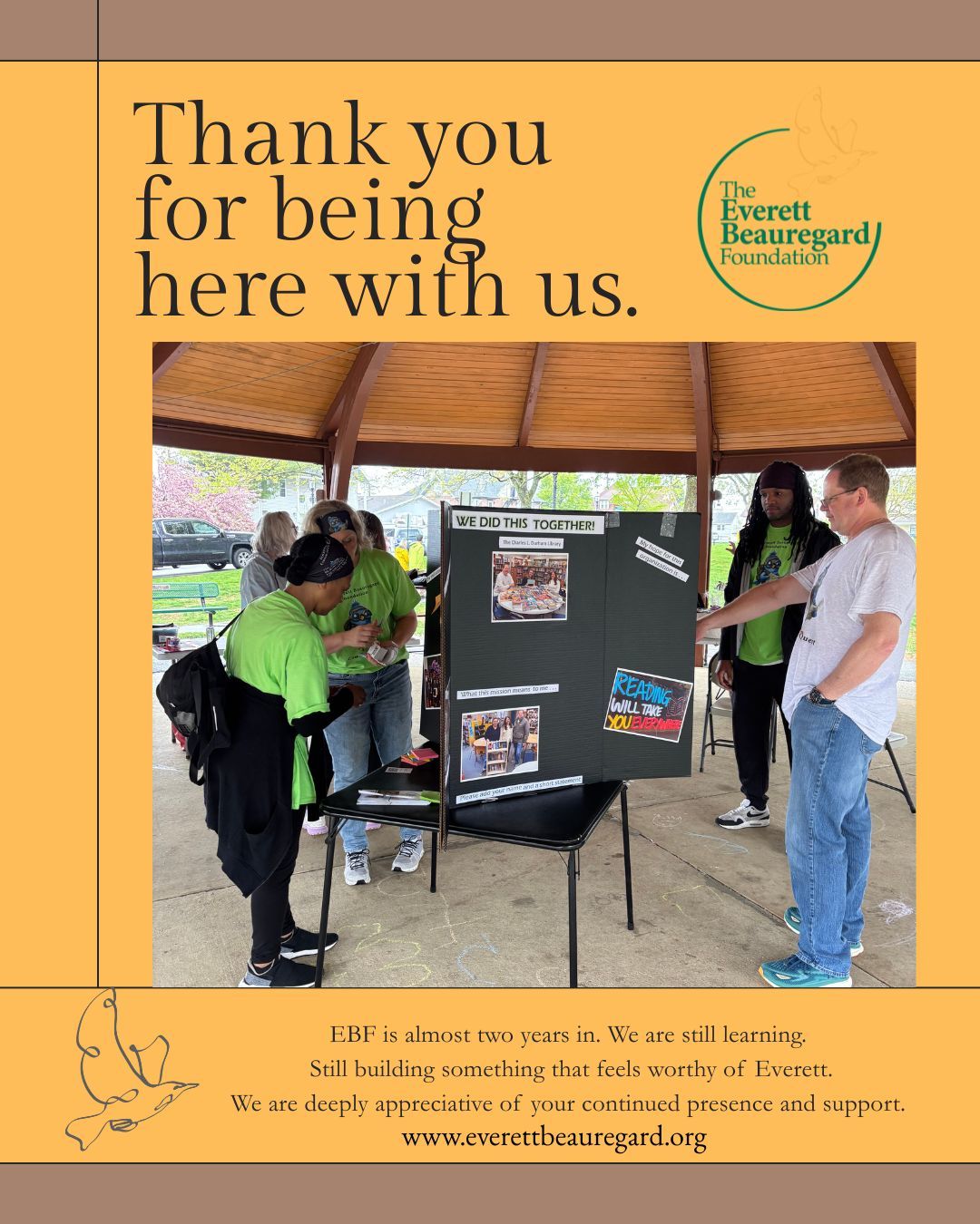 Thank you for being here with us.
For walking with us then, being here now, and stepping into what’s next.
#EBFcommunity