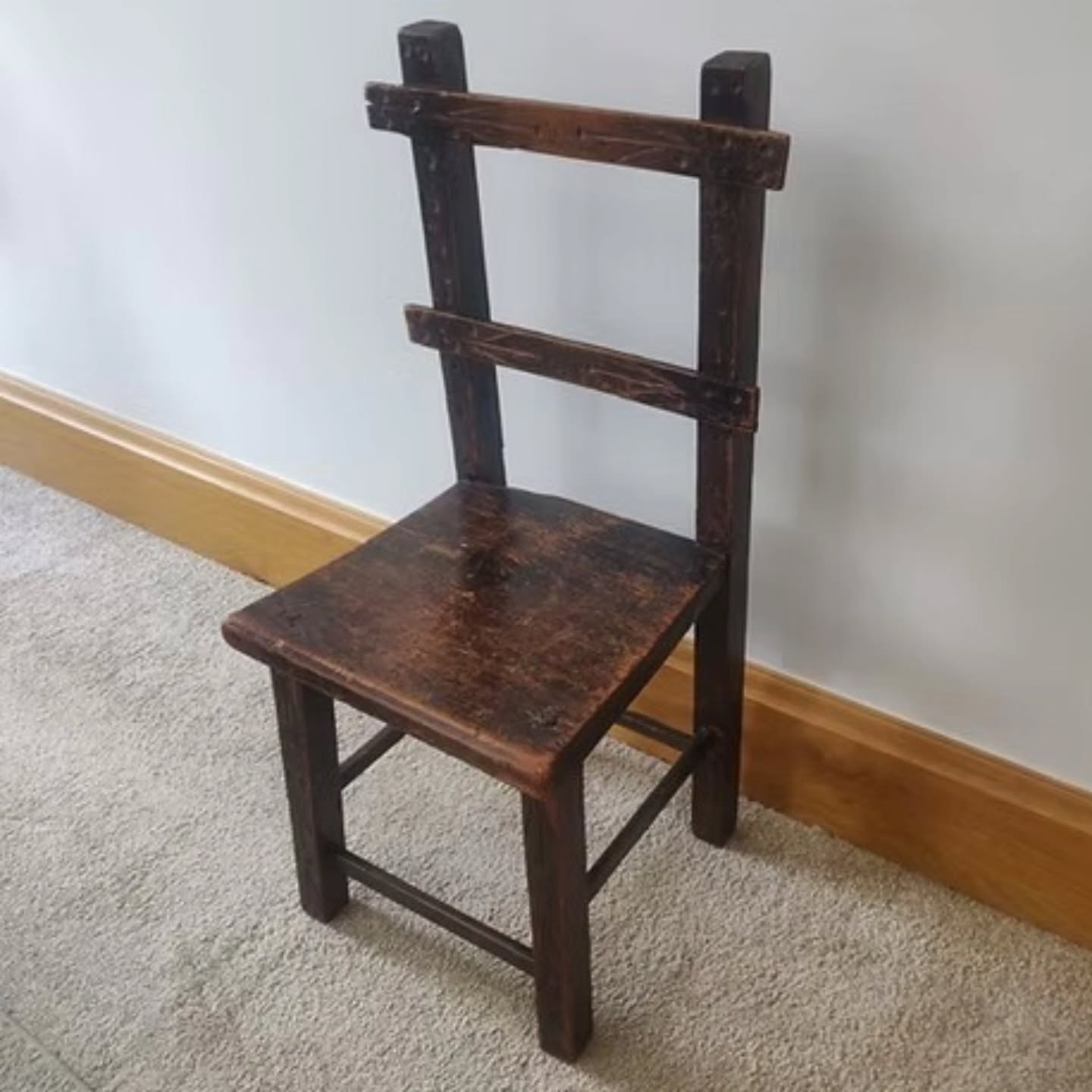 Antique Victorian possibly Georgian oak ladder back child's chair | https://share.google/PnbykkAheag9L9GiP #stufftoyouandme