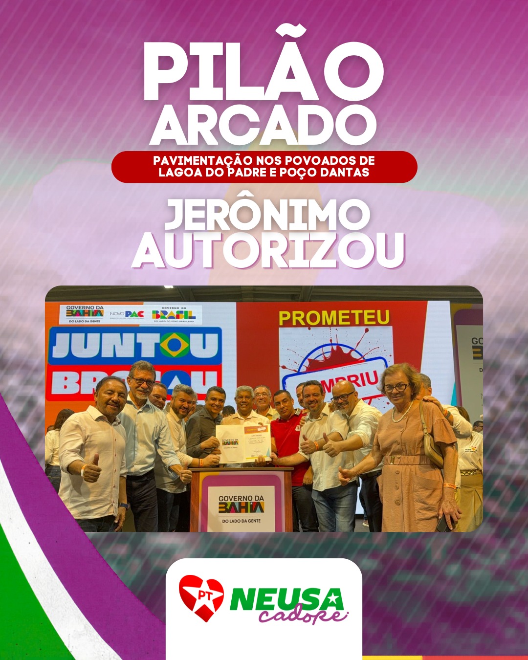Mais uma conquista para Pilão Arcado! ✅ Pavimentação nos povoados de Lagoa do Padre e Poço Dantas autorizada hoje, com Jerônimo Rodrigues. Mais infraestrutura e desenvolvimento para o município!
#PilãoArcado #Bahia