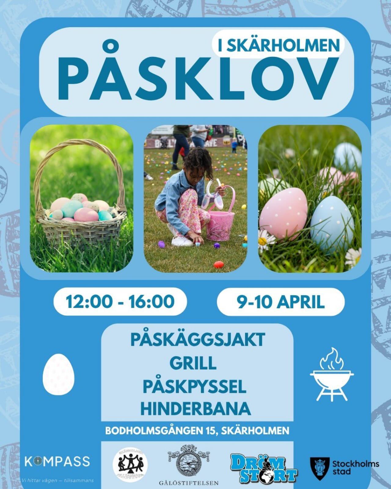 PÅSKLOV I SKÄRHOLMEN LET’S GO 🐣🔥
Två dagar med maxade vibes – påskäggsjakt, grill, pyssel & hinderbana!
Ta med dina vänner och kom förbi, det här vill du inte missa 💛
📅 9–10 april
⏰ 12:00–16:00
📍 Bodholmsgången 15, Skärholmen
Pull up & ha kul med oss 😎✨
#påsklovvibes #skärholmenhäng #ungdomshäng #dontmissout #goodvibesonly